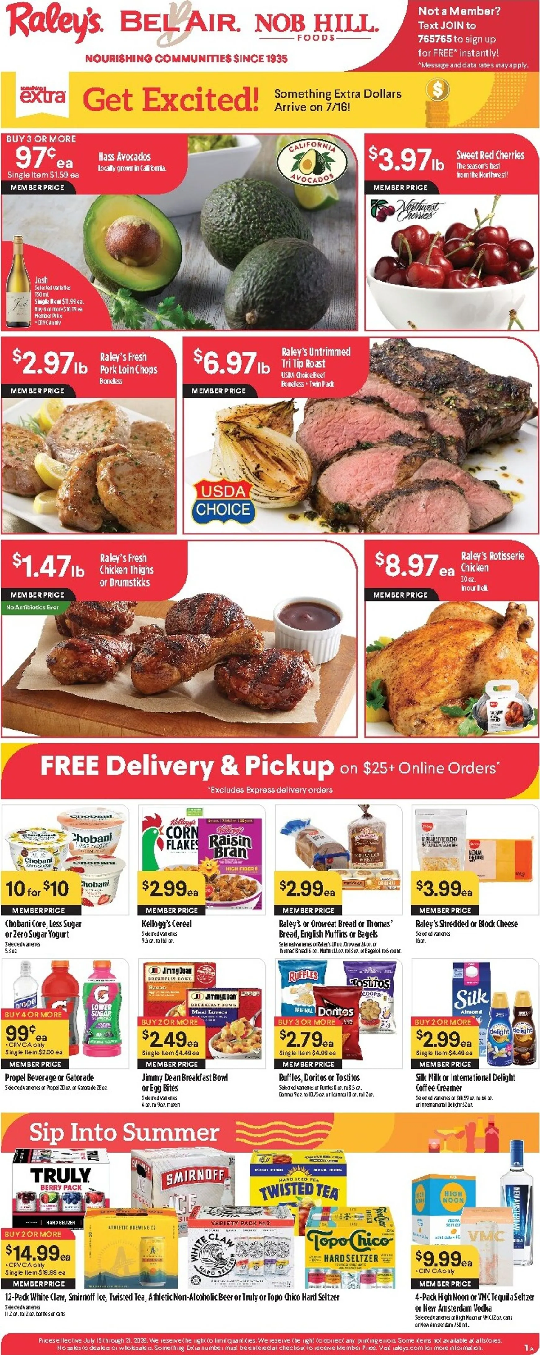 Current Raley's leaflet valid from Wednesday 07/15/2026 to Tuesday 07/21/2026