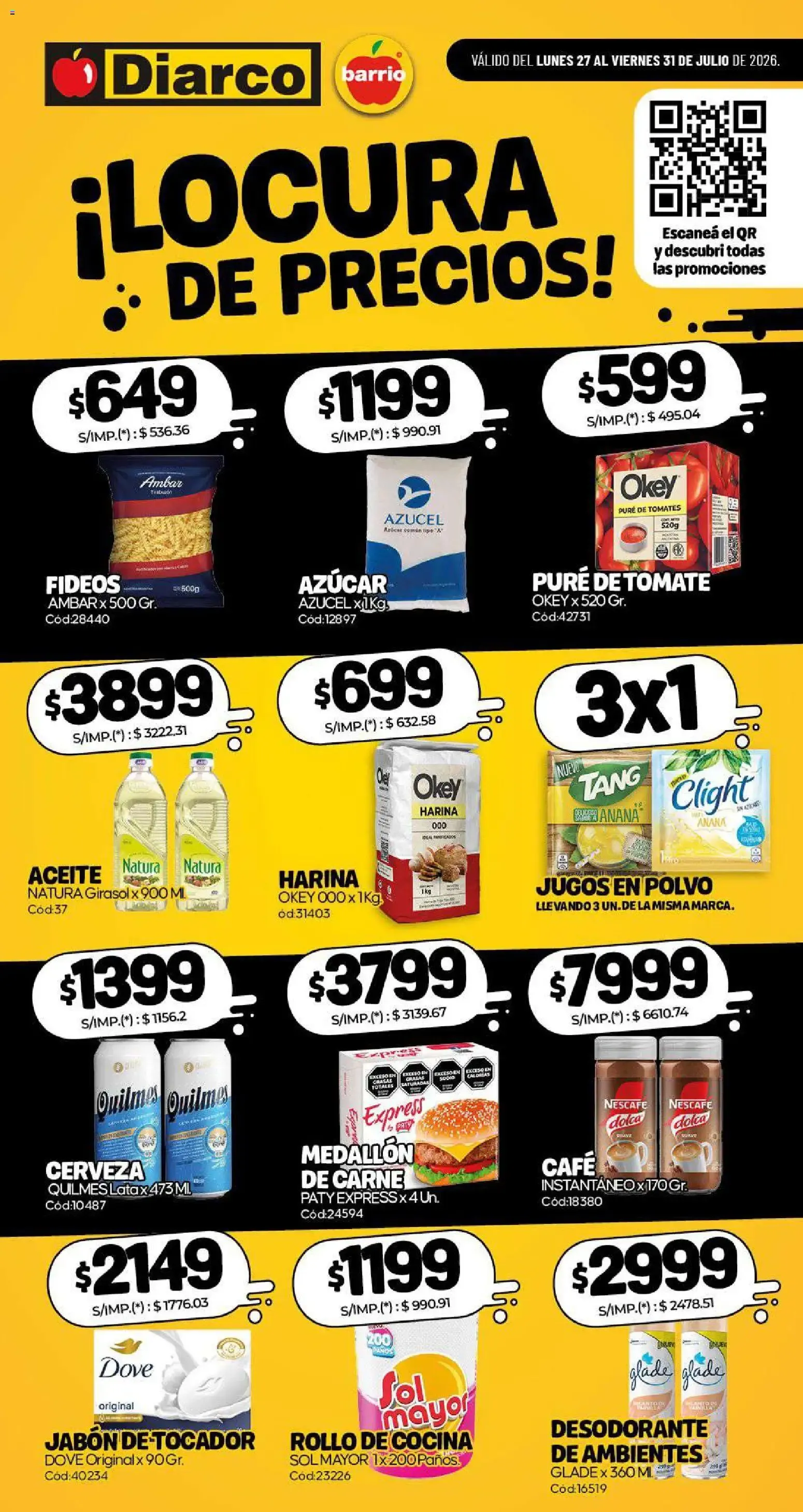 Ofertas de Diarco - Especial Locura De Precios del 27/07/2026 - 31/07/2026 27 de julio al 31 de julio 2026 - Página 1 del catálogo