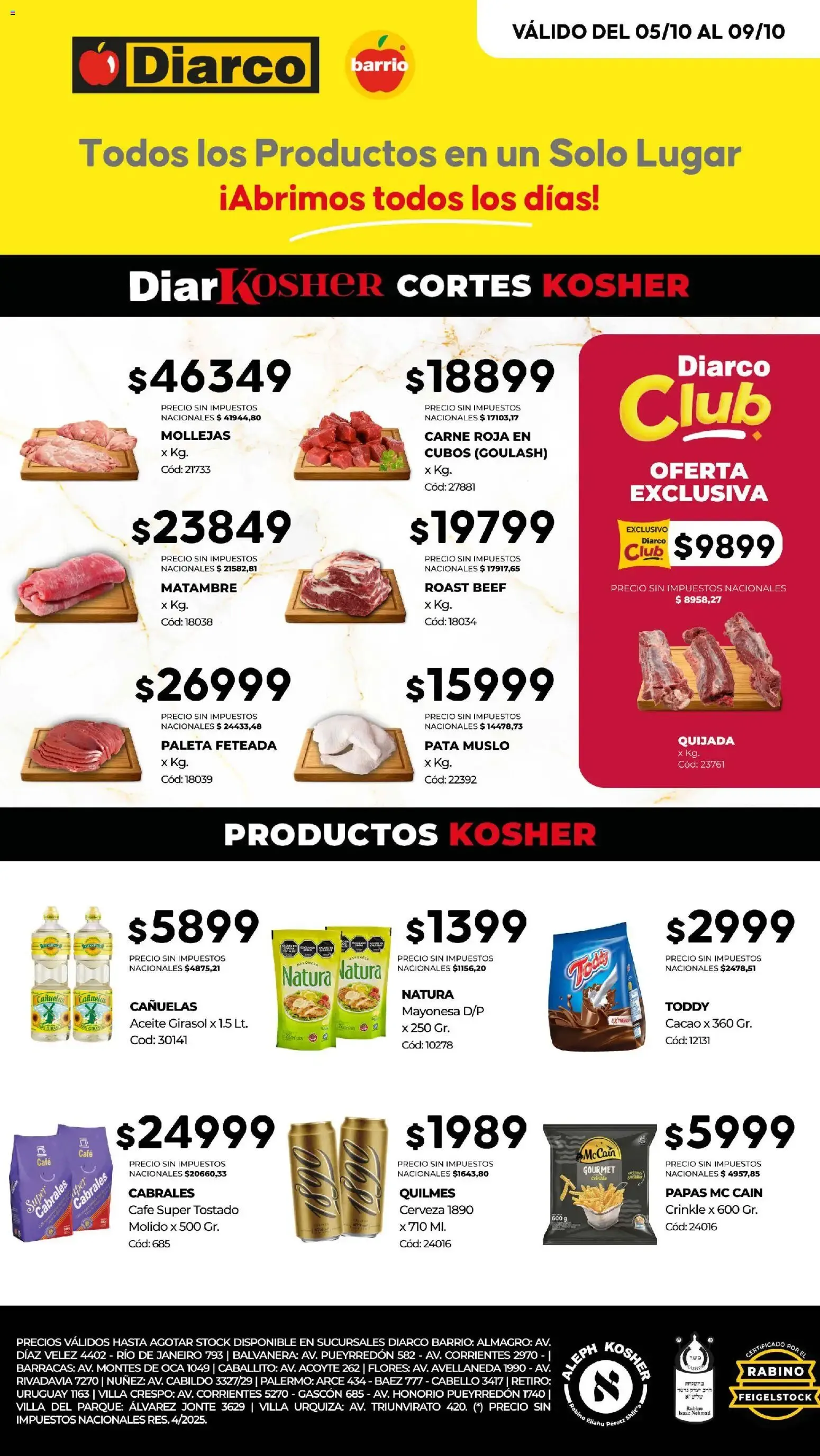 Ofertas de Diarco - Ofertas Kosher del 05/10/2026 - 09/10/2026 5 de octubre al 9 de octubre 2026 - Página 1 del catálogo