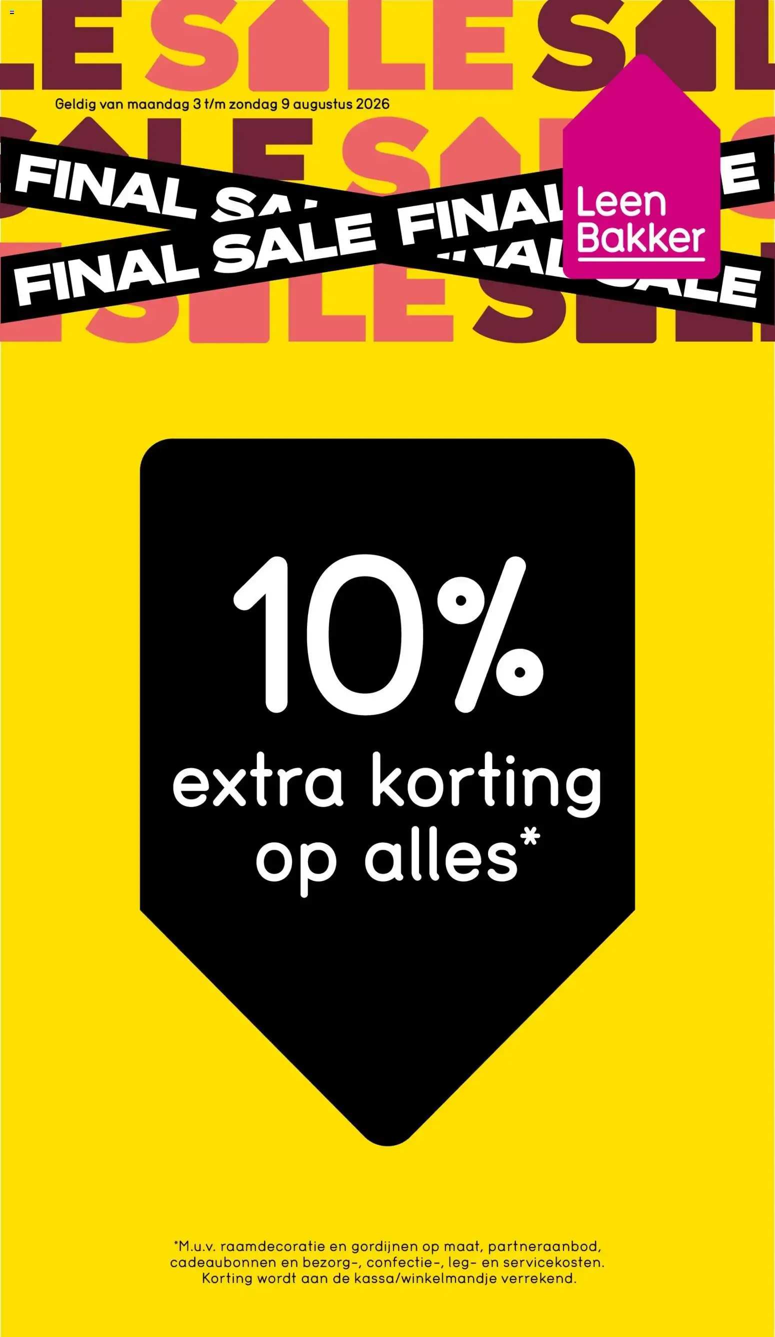 Leen Bakker Final Sale - 10% Extra Korting van 3 augustus tot 9 augustus 2026 - Folder pagina 1