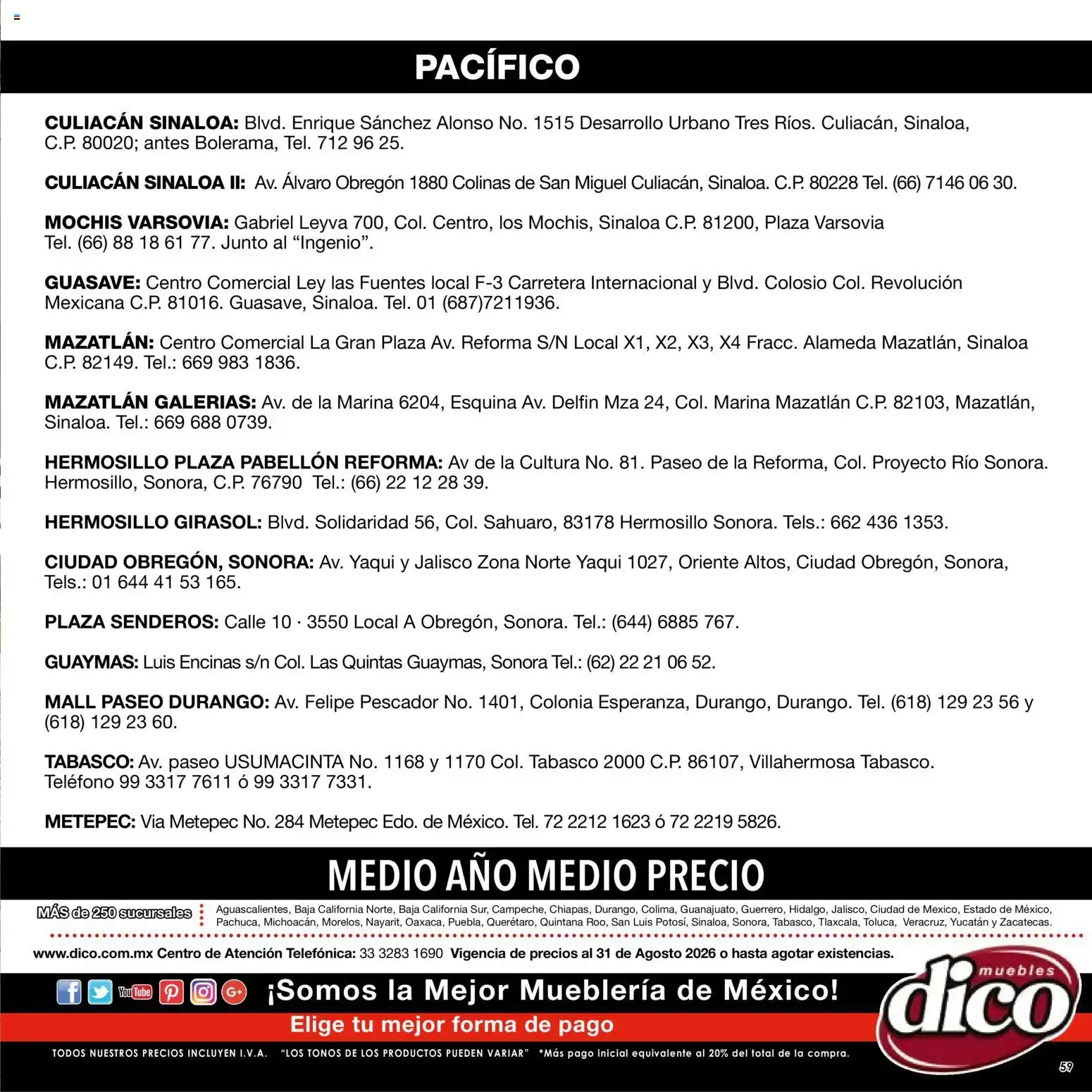 Catálogo de Dico Muebles - Medio Año Medio Precio 1 de agosto al 31 de agosto 2026 - Pagina 59