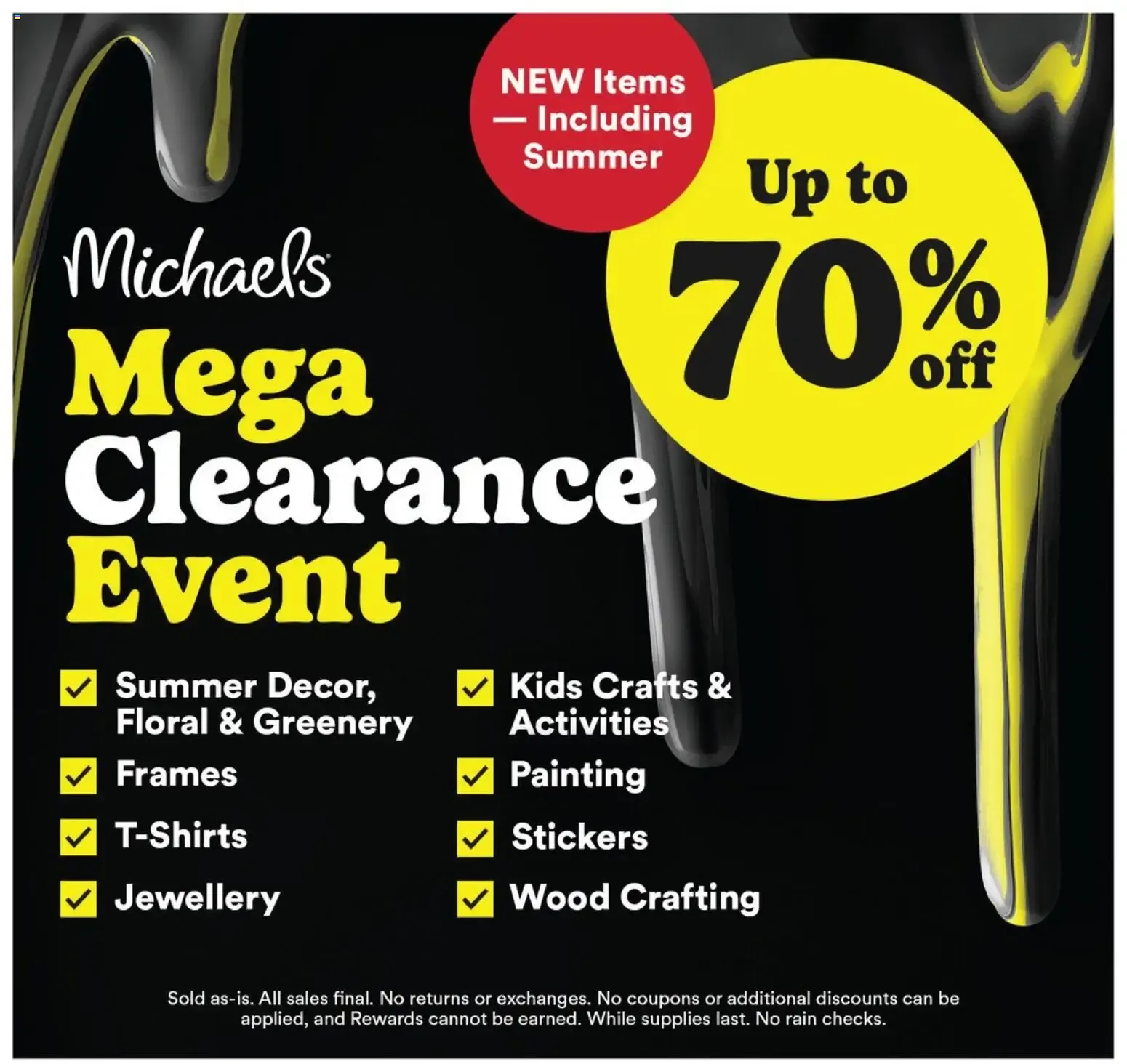 Michael's Mega Clearance Event from July 3 to July 9 2026 - flyer page 1