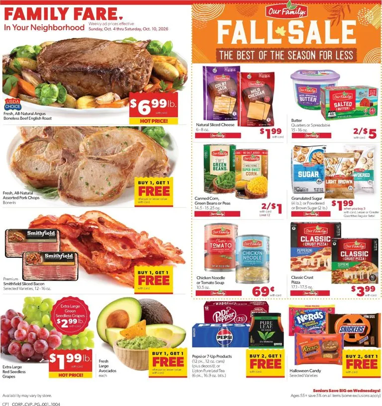 Current Family Fare leaflet valid from Sunday 10/04/2026 to Saturday 10/10/2026