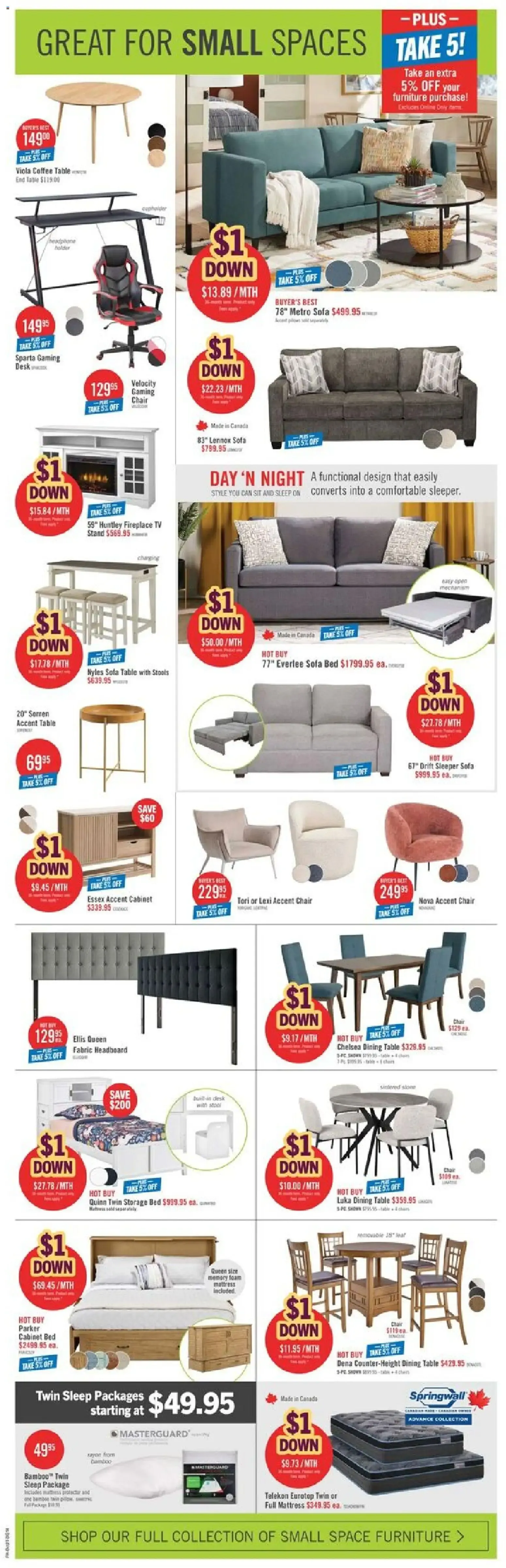 The Brick: Dollar Down Days & Take it Home - $1 Down and 0% Interest from October 27 to November 1 2026 - flyer page 13