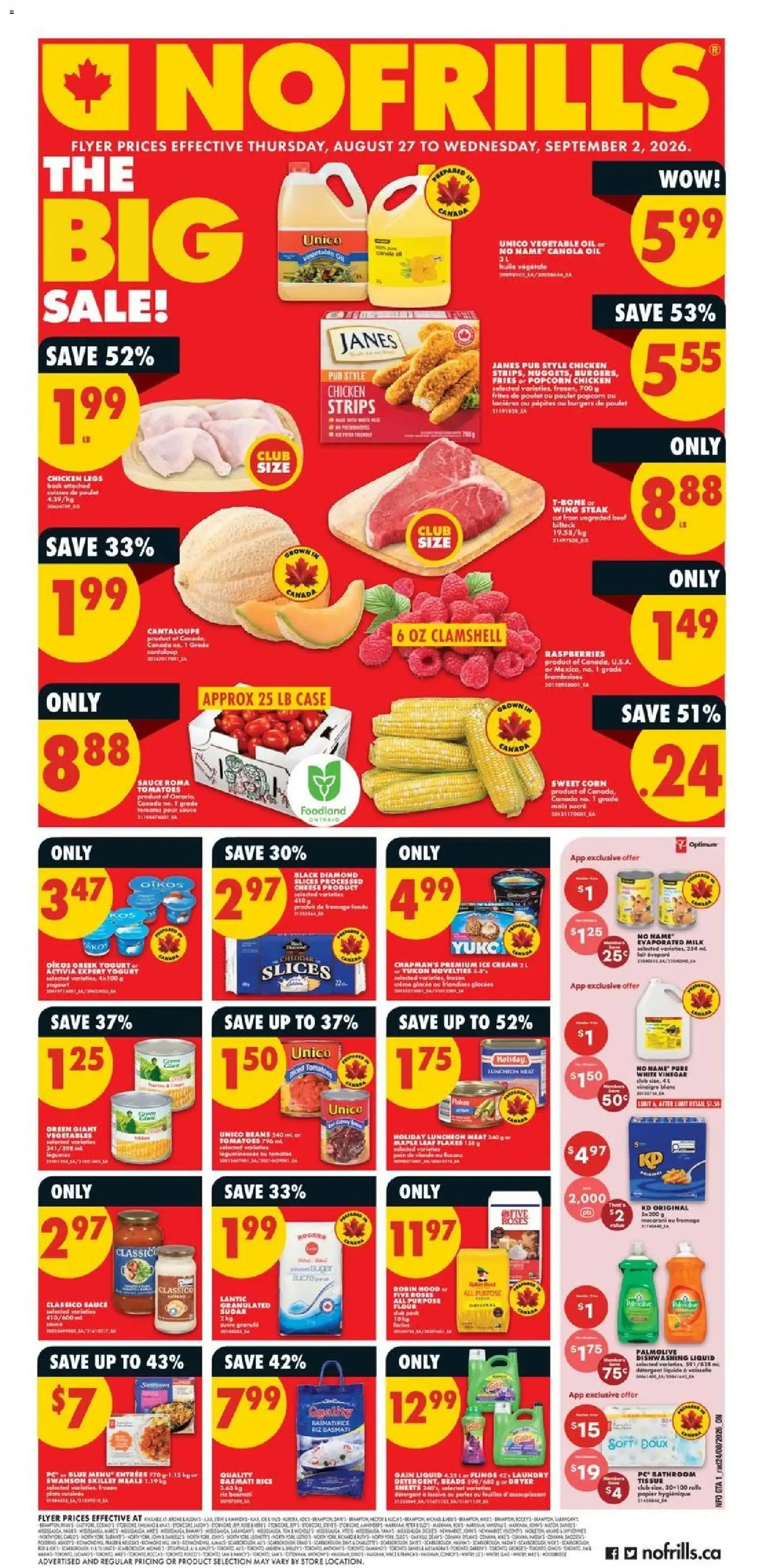 No Frills weekly flyer - ON from Aug 27, 2026 > weekly specials & deals from August 27 to September 2 2026 - flyer page 1