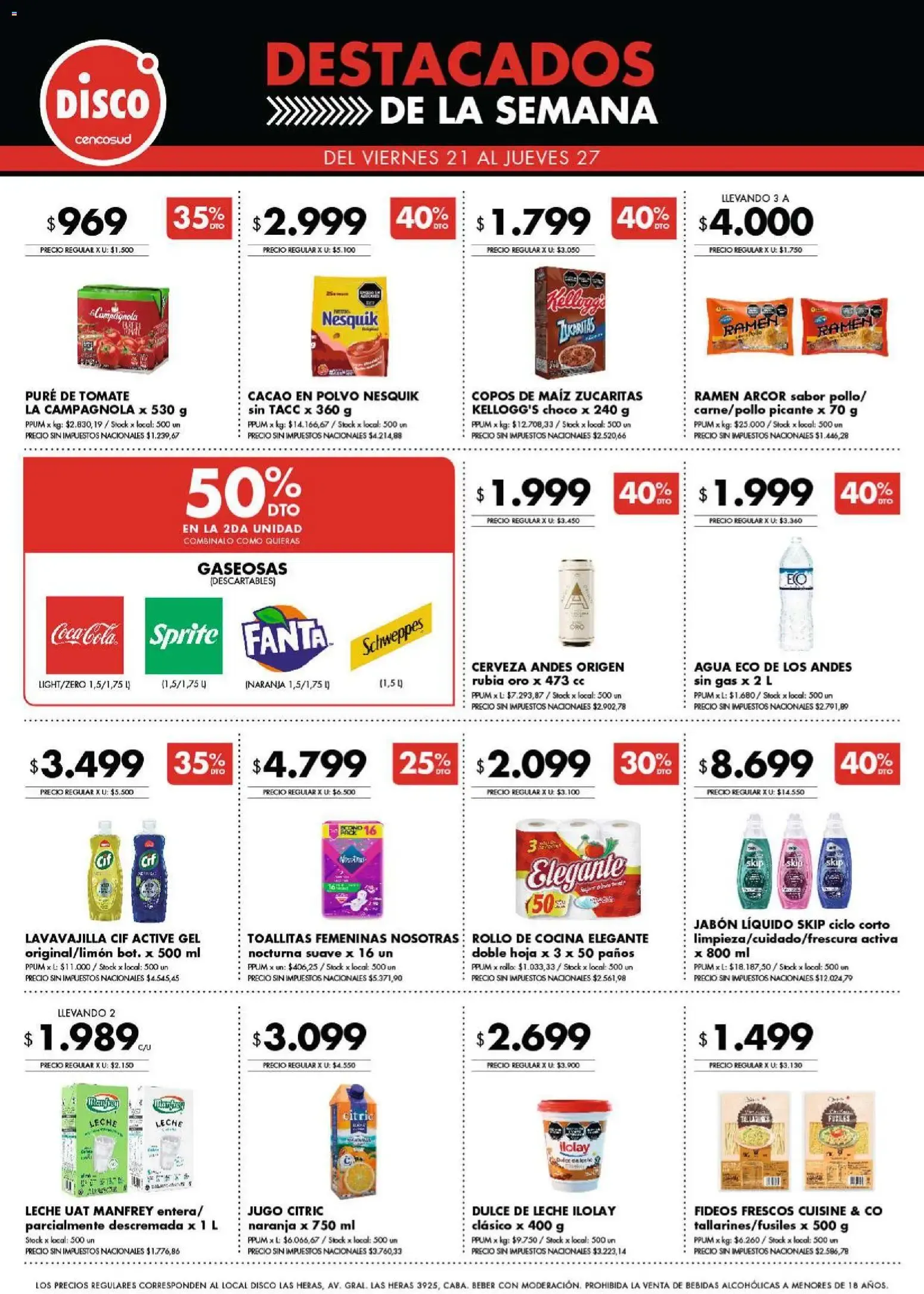 Ofertas de Disco Cencosud - Destacados de la Semana 20 de agosto al 27 de agosto 2026 - Página 1 del catálogo