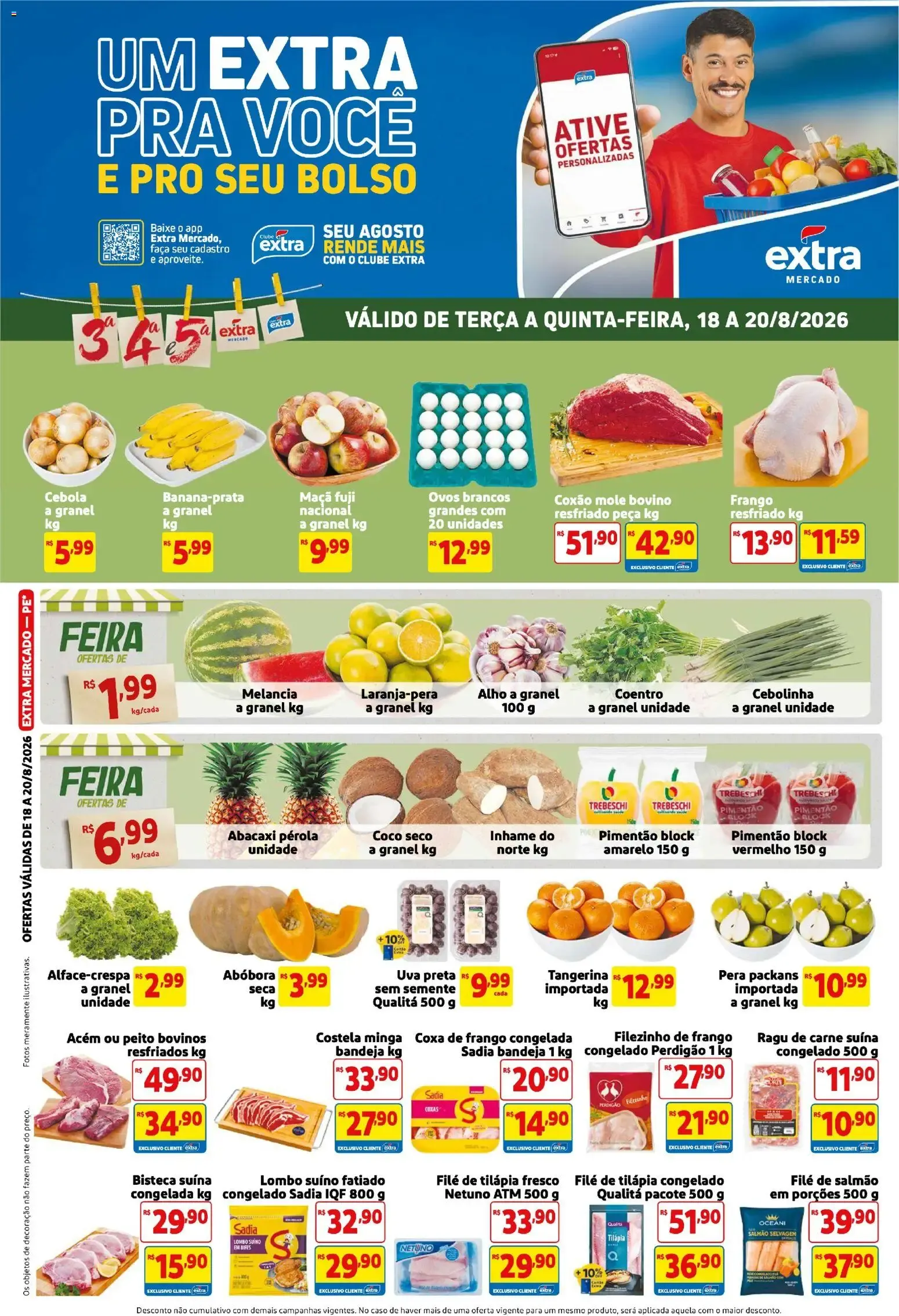 Encarte de Folheto Extra ofertas de Mercado Terça e Quinta de 18/08/2026 | Promoção 18 de agosto até 20 de agosto 2026 - Pagina 1