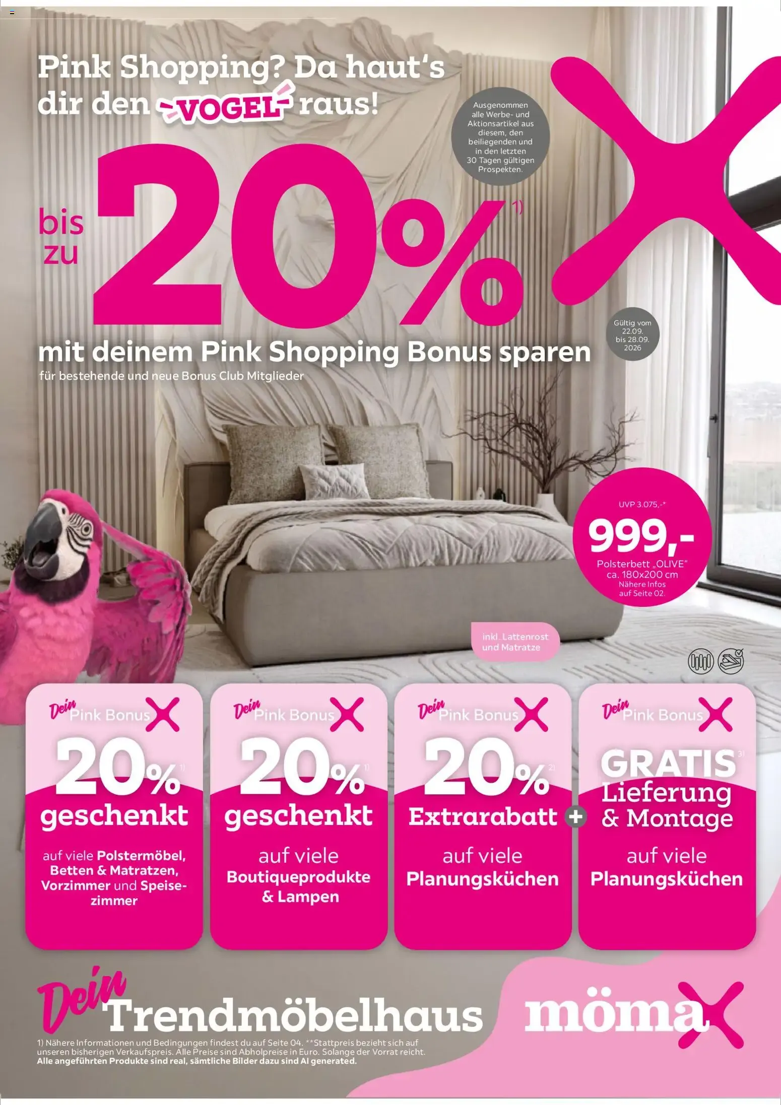 Pink Shopping? Da haut's dir den VOGEL raus! mit deinem Pink Shopping Bonus sparen von 22. September bis 28. September 2026 - Flugblätt seite  1
