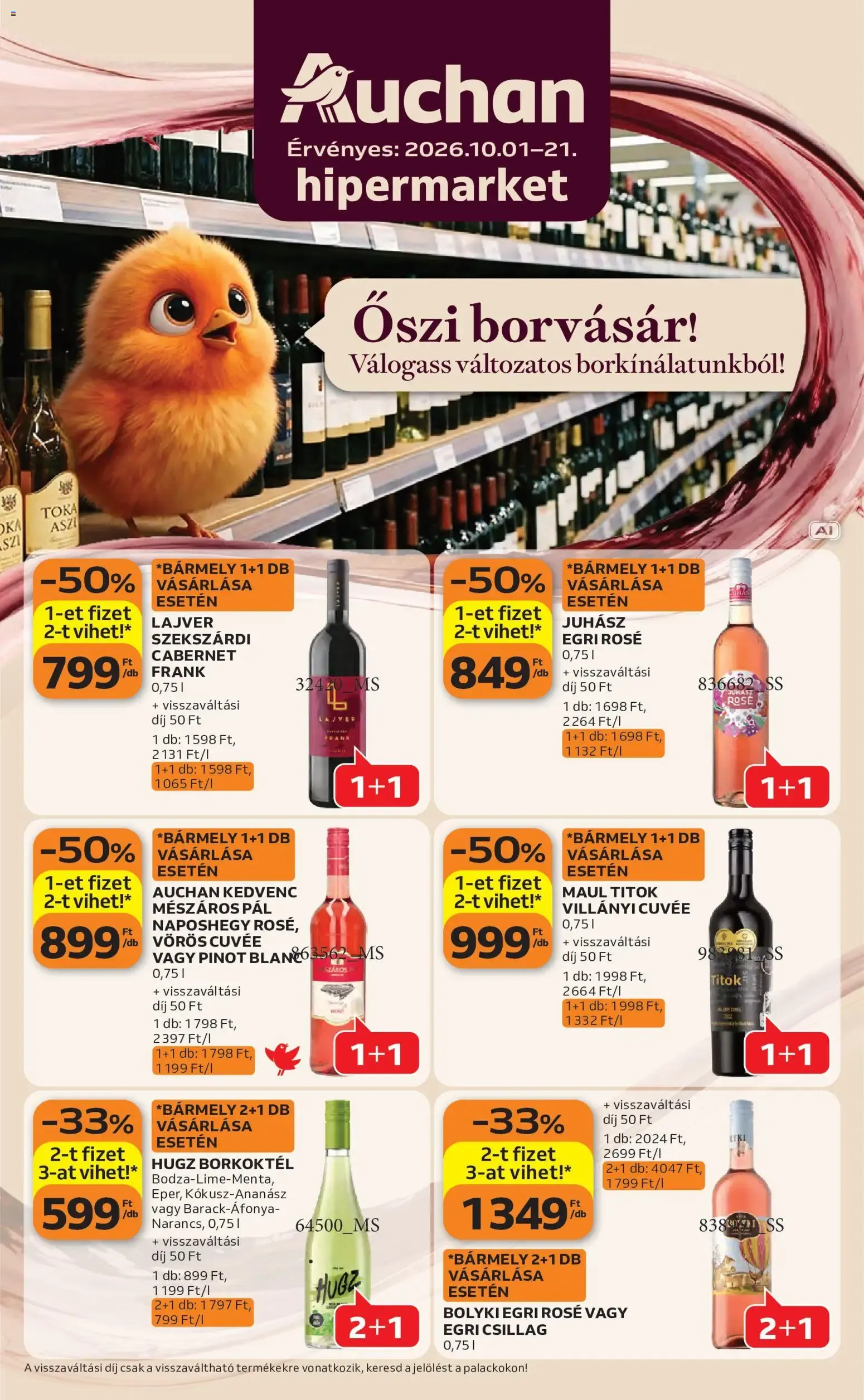 Katalógus Auchan Bor ajánlatok - 2026.10.01. -tól/töl > akció, lapozható szórólap 🛍️ október 1.-tól október 21.-ig 2026. - Oldal 1