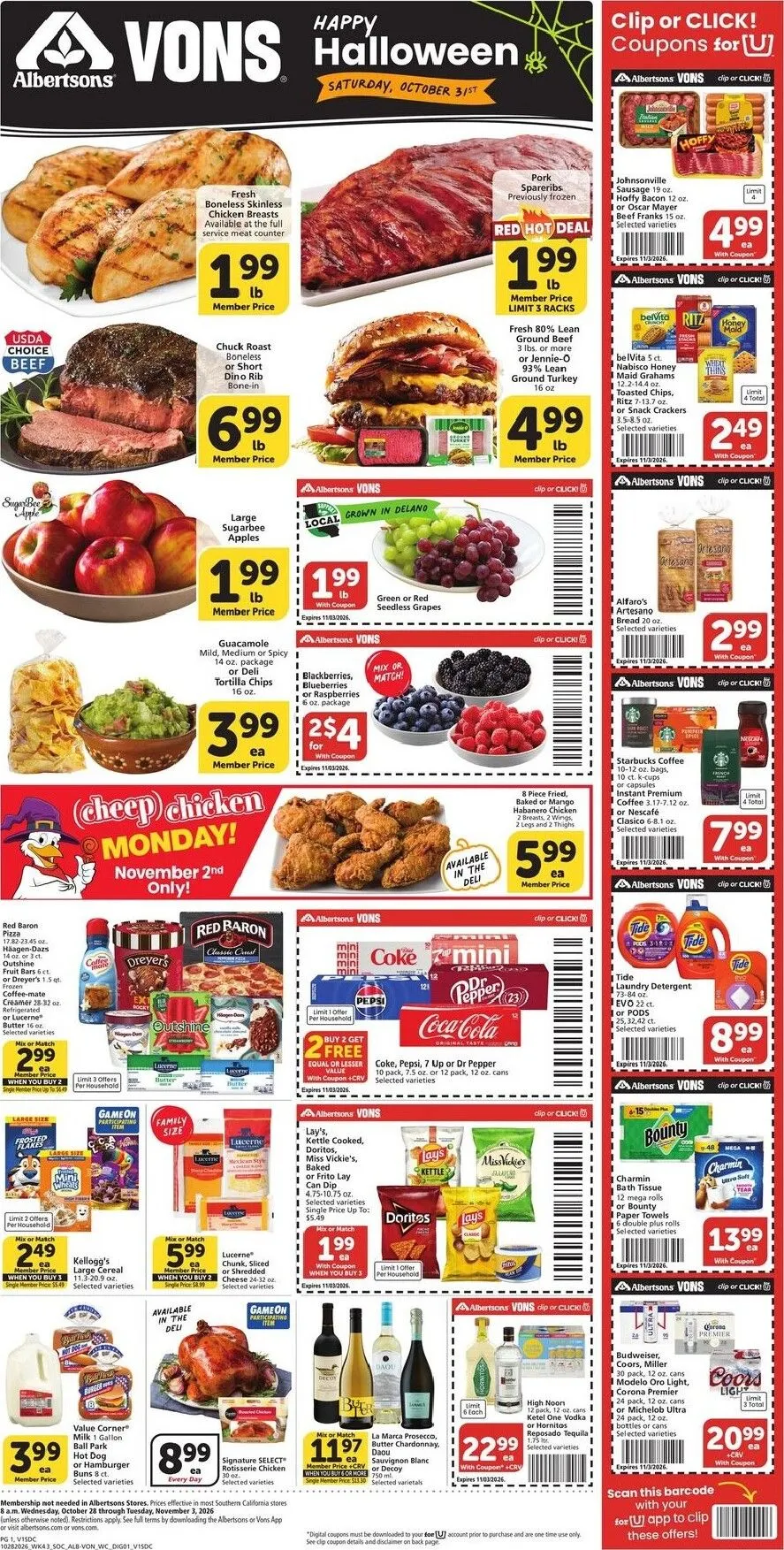 Weekly ad Albertsons Vons - Happy Halloween Deals from October 28 to November 3 2026 - Page 1