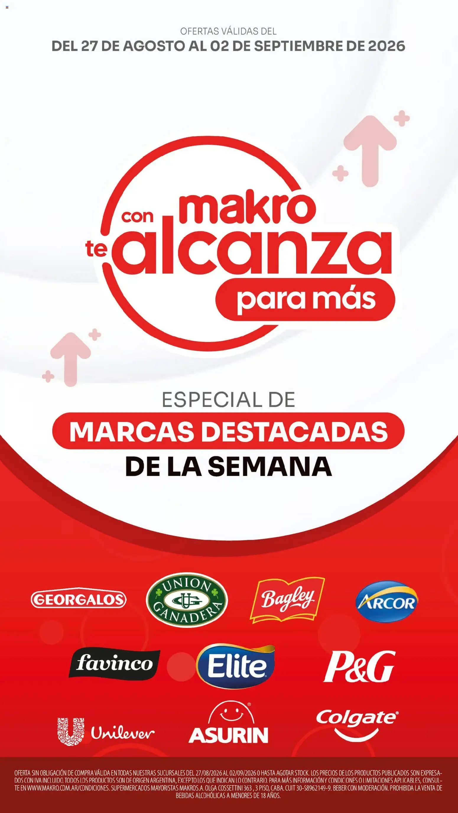 Ofertas de Makro Ofertas ALCANZA del 27/08/2026 - 02/09/2026 27 de agosto al 2 de septiembre 2026 - Página 1 del catálogo