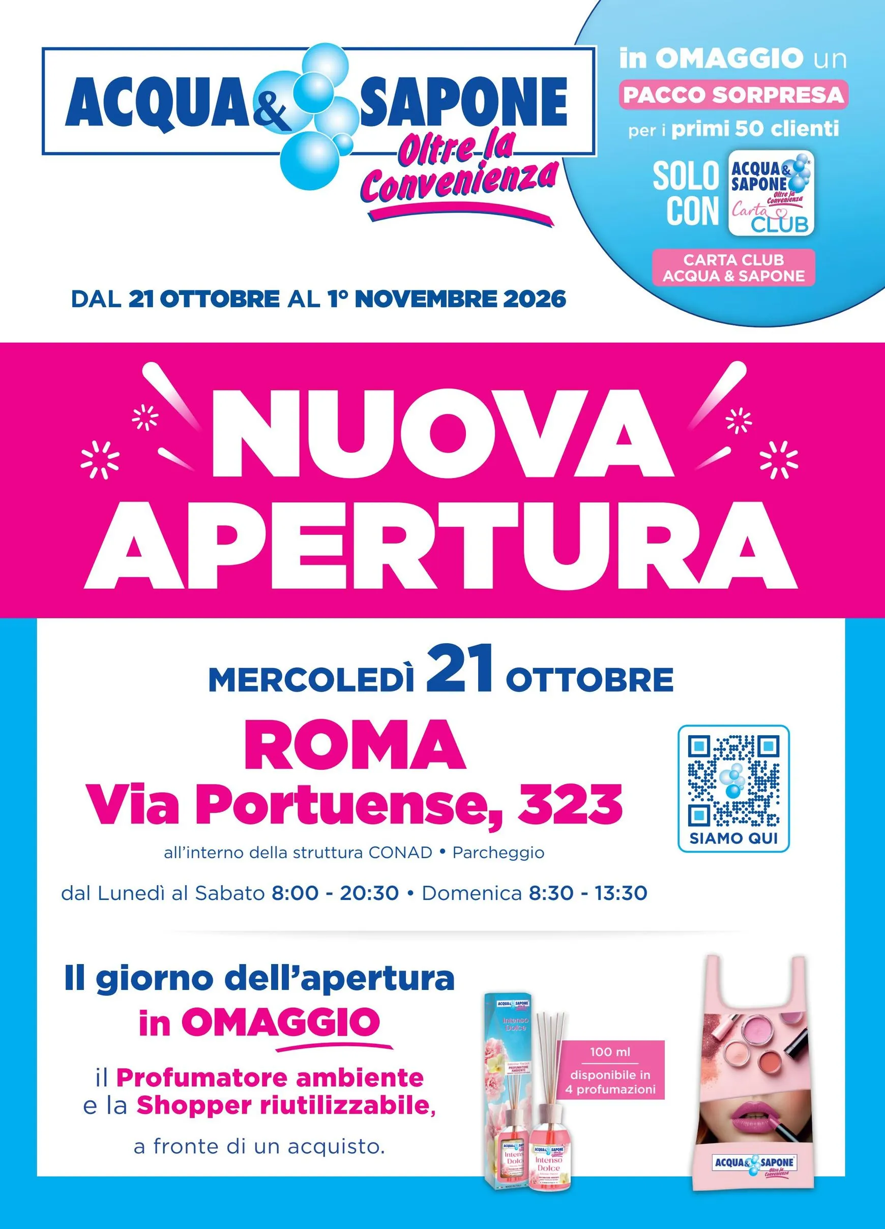 Volantino attuale di Acqua e Sapone - Nuova Apertura Roma valido dal mercoledì 21/10/2026 al domenica 01/11/2026