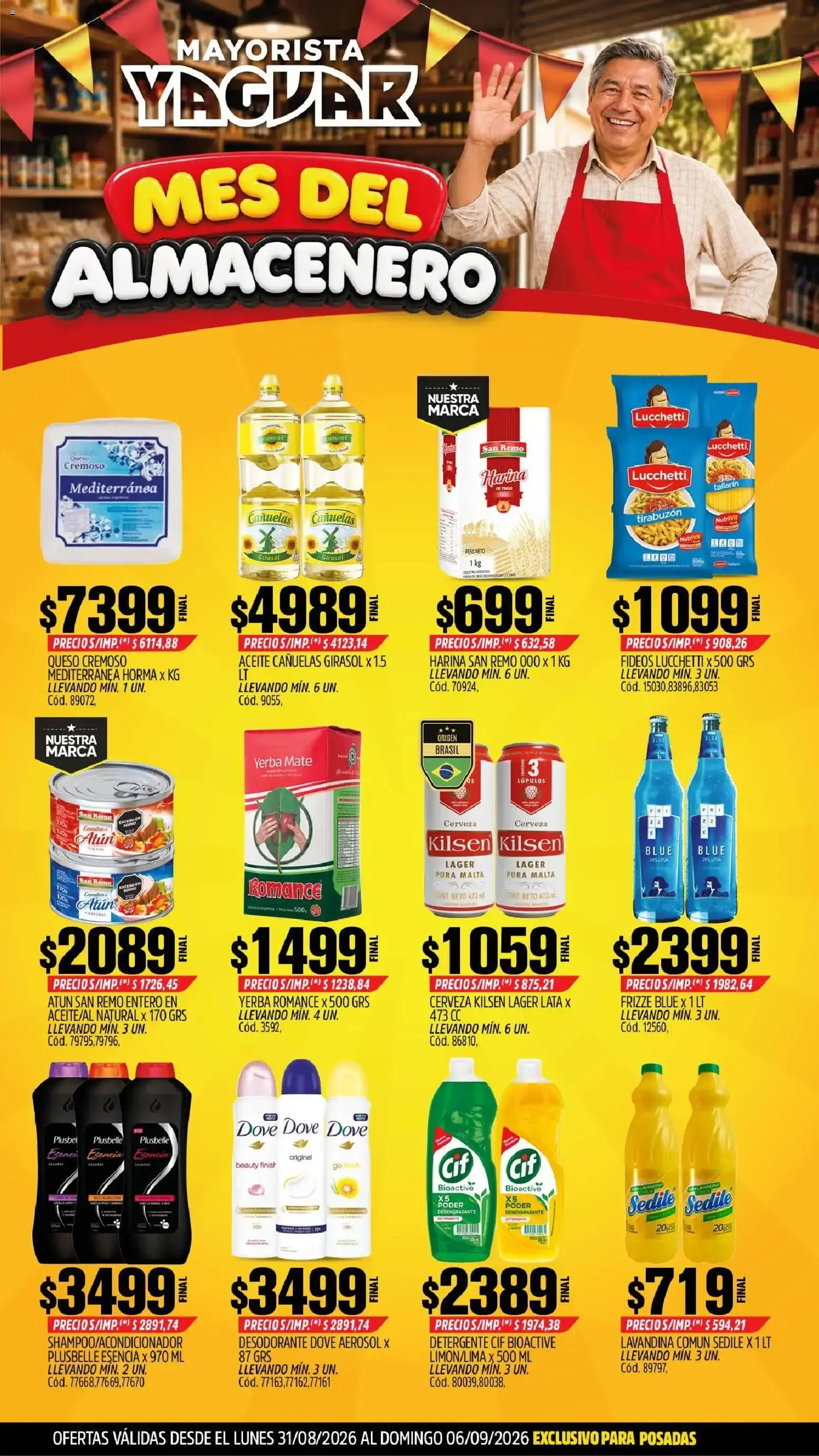 Ofertas de Mayorista Yaguar - Mes del Almacenero 31 de agosto al 6 de septiembre 2026 - Página 1 del catálogo