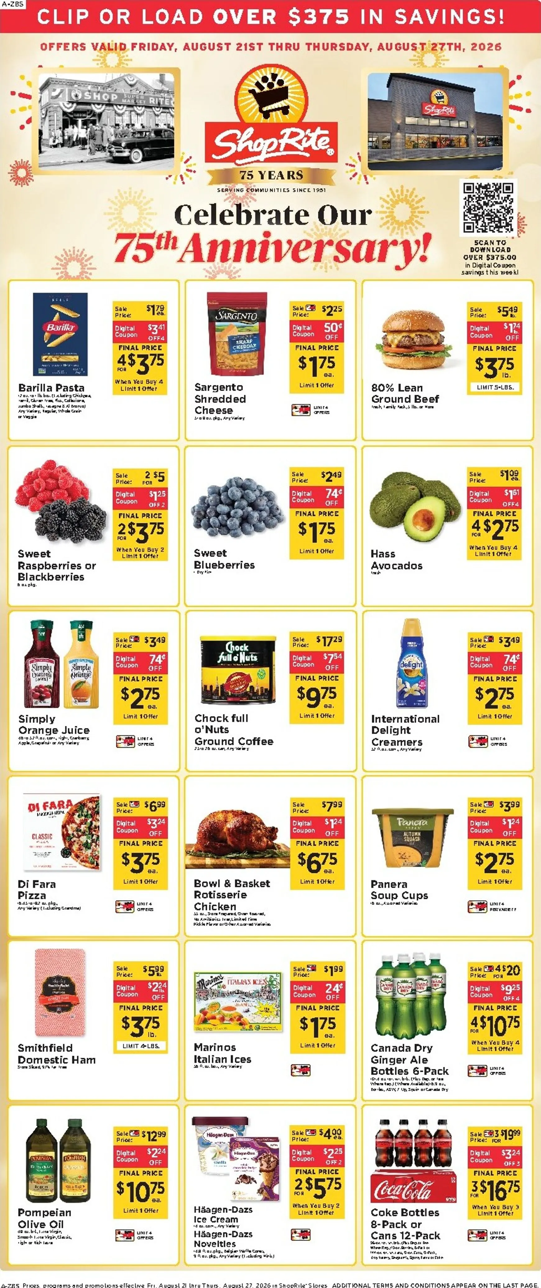 Weekly ad ShopRite: Celebrate Our 75th Anniversary! from August 21 to August 27 2026 - Page 1