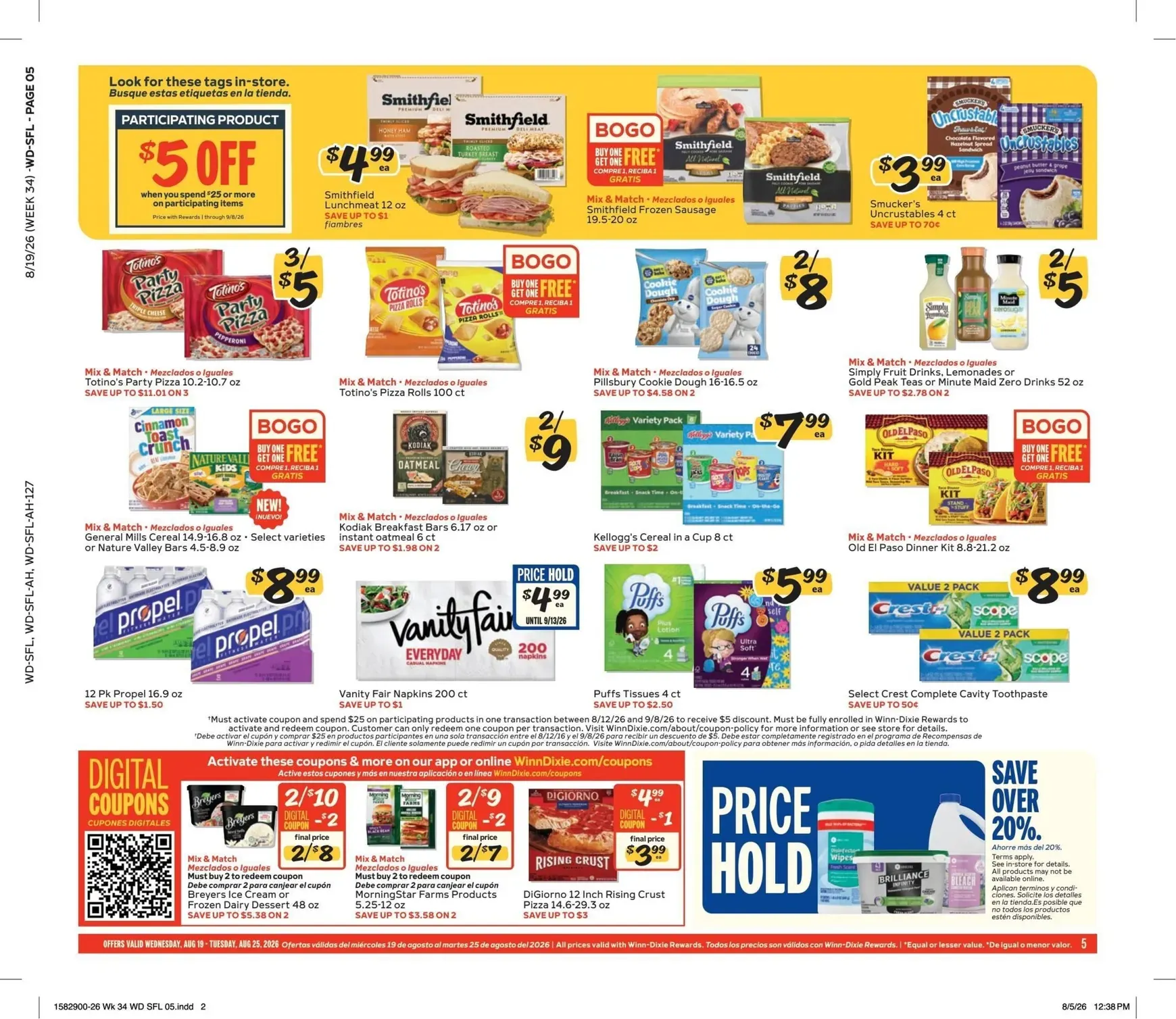 Weekly promotion Current Winn-Dixie leaflet valid from Wednesday 08/19/2026 to Tuesday 08/25/2026 spanning from August 19 to August 25 2026 - Page 5 for Catalogue 365