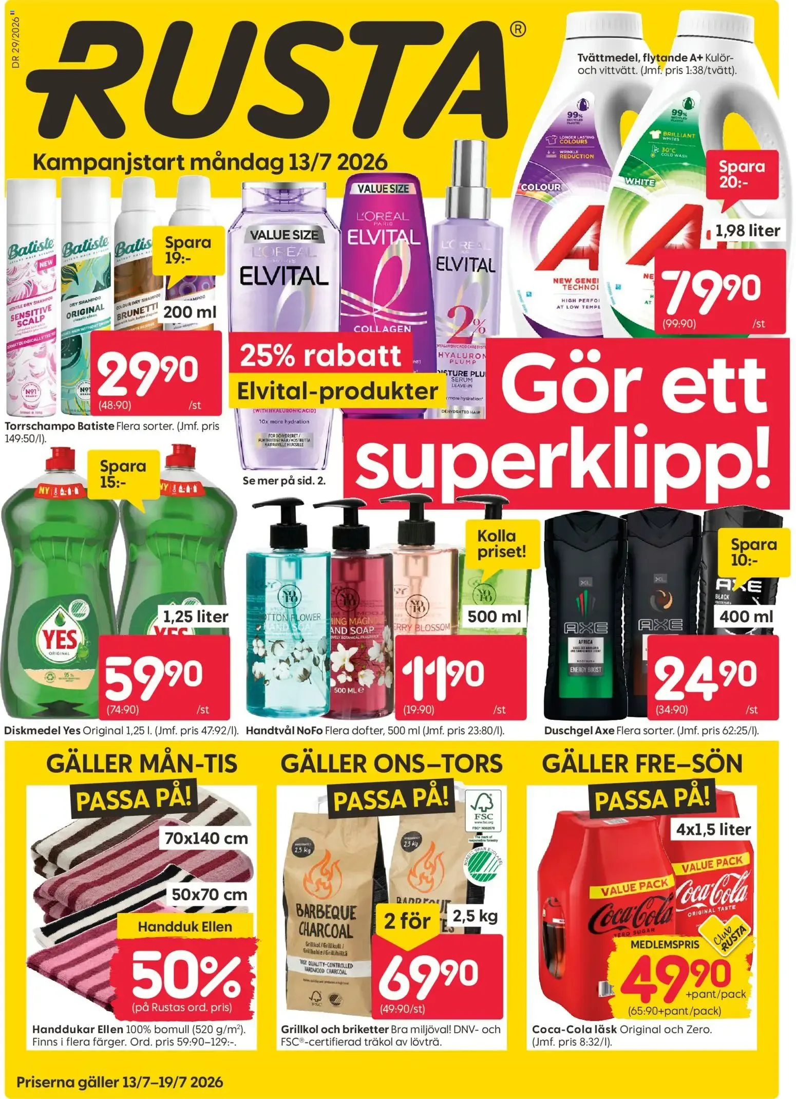 Rusta erbjudanden från 13/07/2026 - 19/07/2026 > Reklamblad nuvarande rabatter från 13 juli till 19 juli 2026 - Reklamblad sidor 1