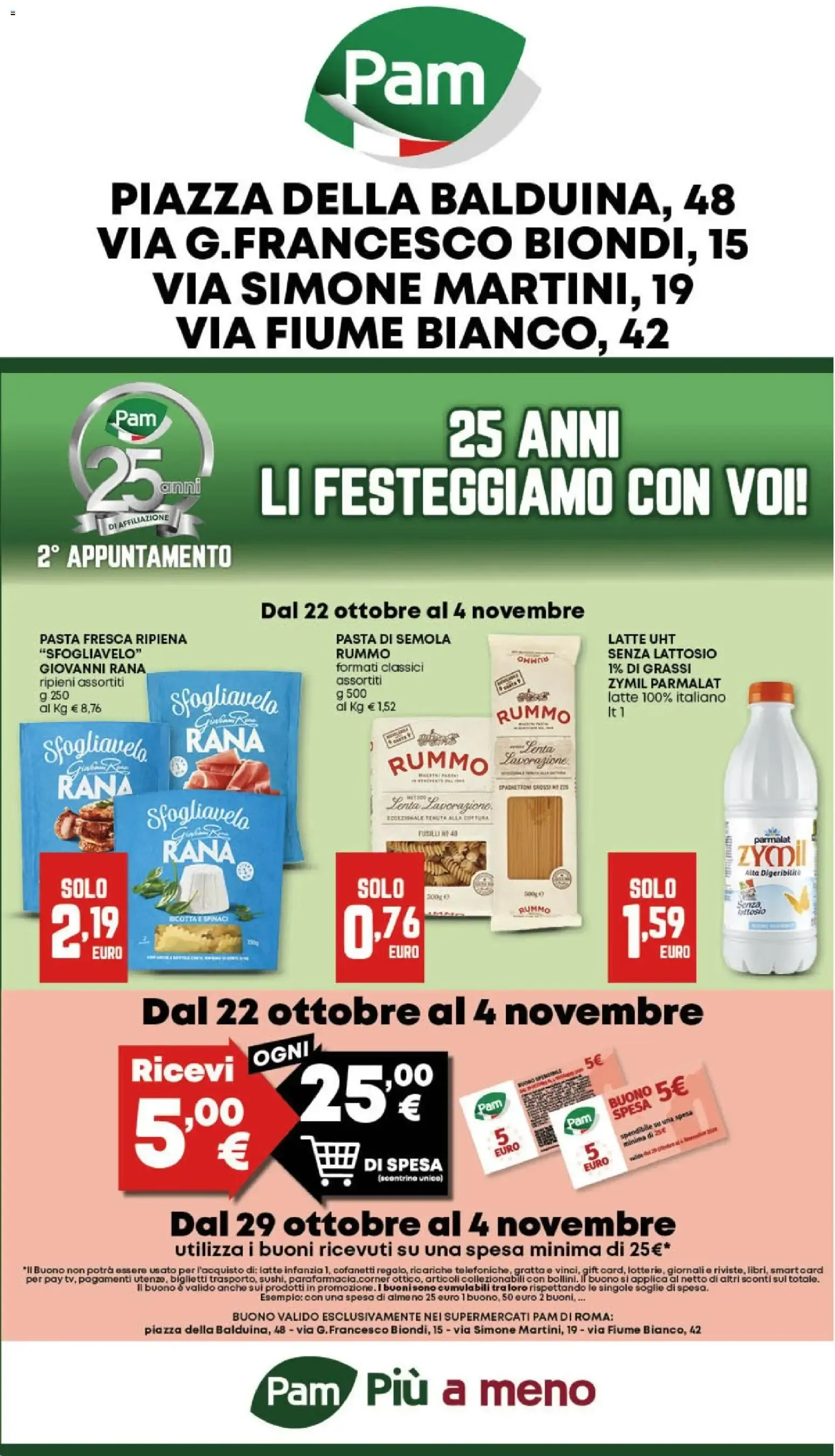 Volantino Pam: 25 Años, Ofertas del 22 Octubre al 4 Noviembre da 22 ottobre a 4 novembre di 2026 - Pagina del volantino 1