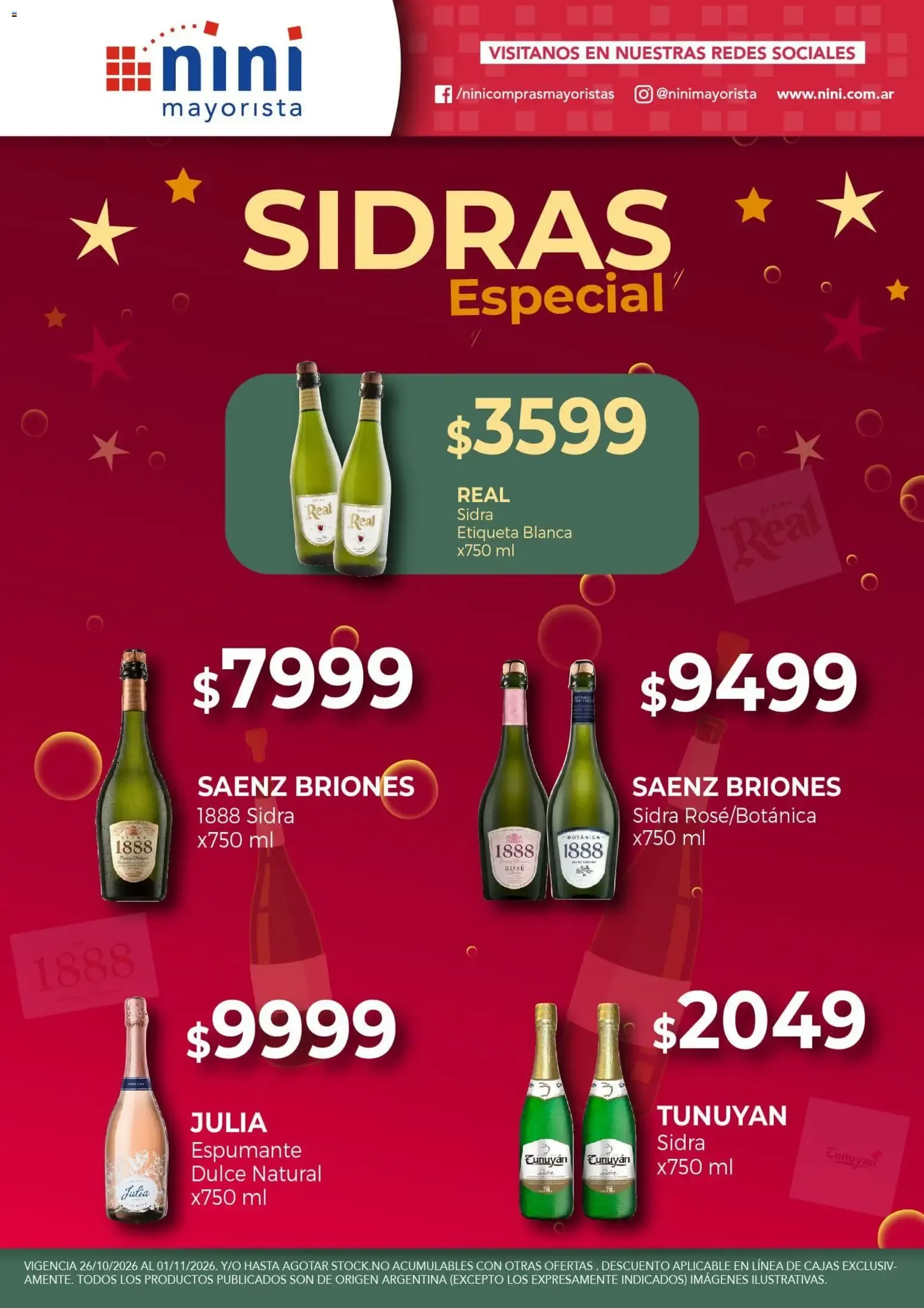 Ofertas de NINI Mayorista - Sidras Especial del 26/10/2026 - 01/11/2026 26 de octubre al 1 de noviembre 2026 - Página 1 del catálogo