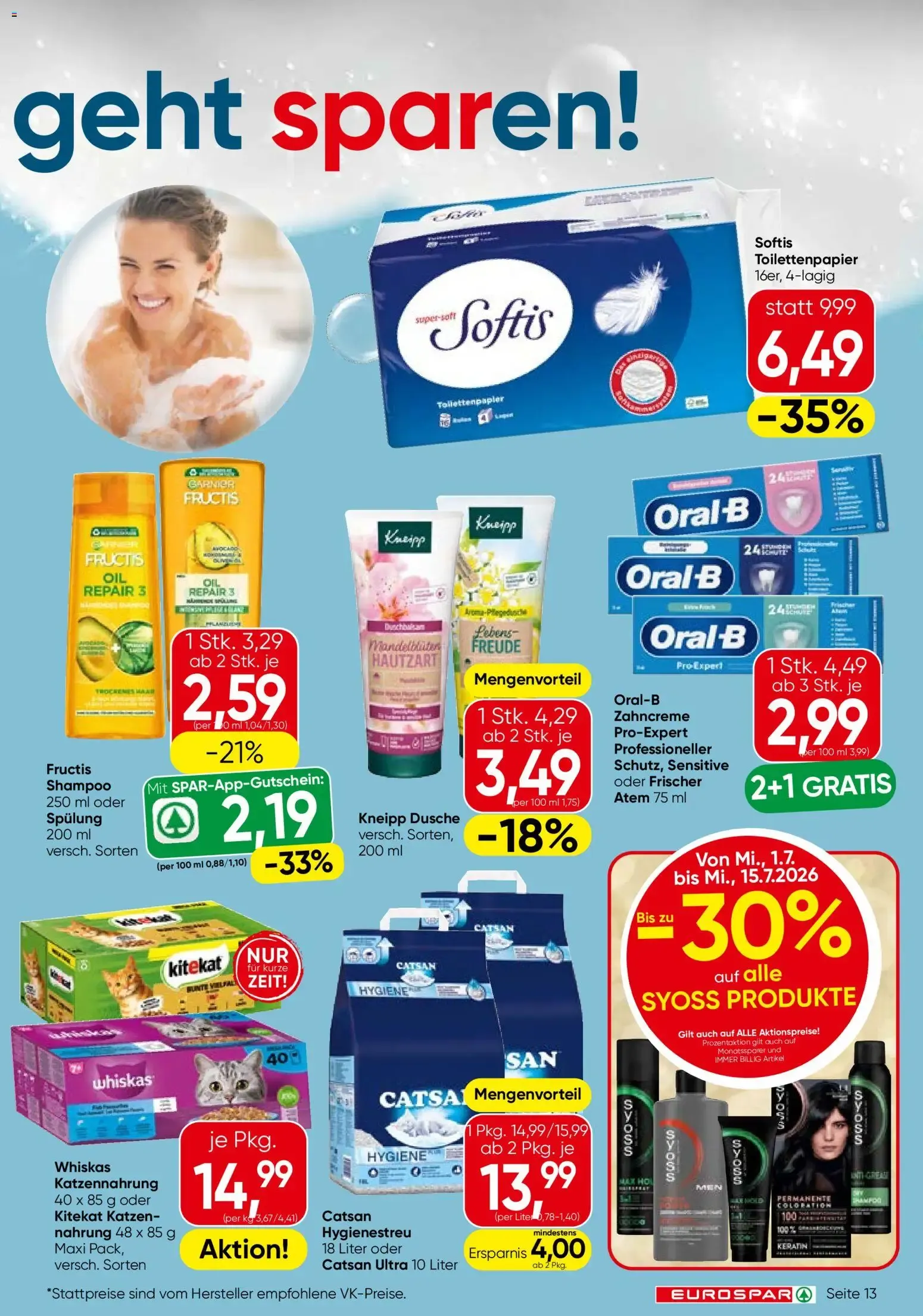 Eurospar Flugblatt von 01.07.2026 - Aktuelle Angebote von 1. Juli bis 15. Juli 2026 - Flugblätt seite 13