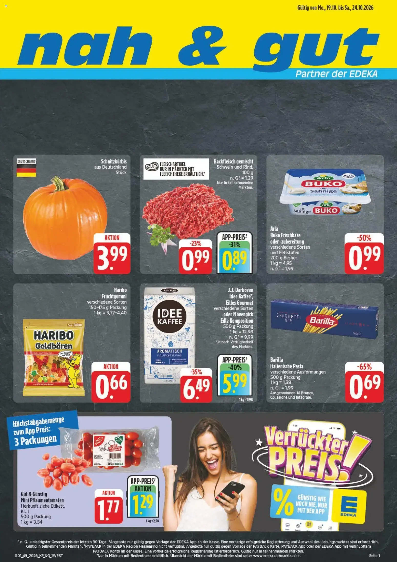 nah & gut Prospekt (ab 19.10.2026) zum Blättern von 19. Oktober bis 24. Oktober 2026 - Prospekt seite 1