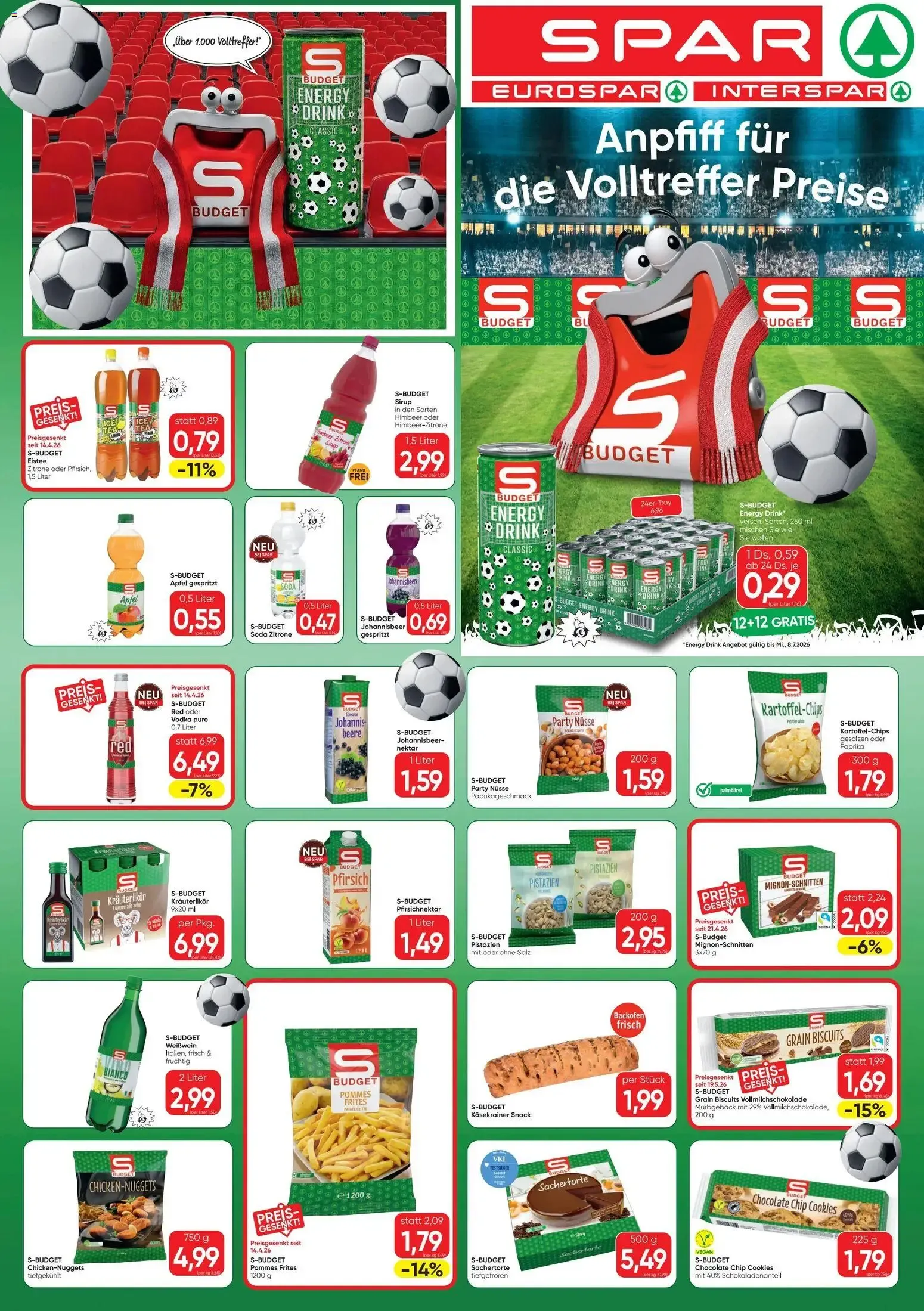 Spar Budget: Anpfiff für die Volltreffer Preise von 8. Juni bis 8. Juli 2026 - Flugblätt seite  1