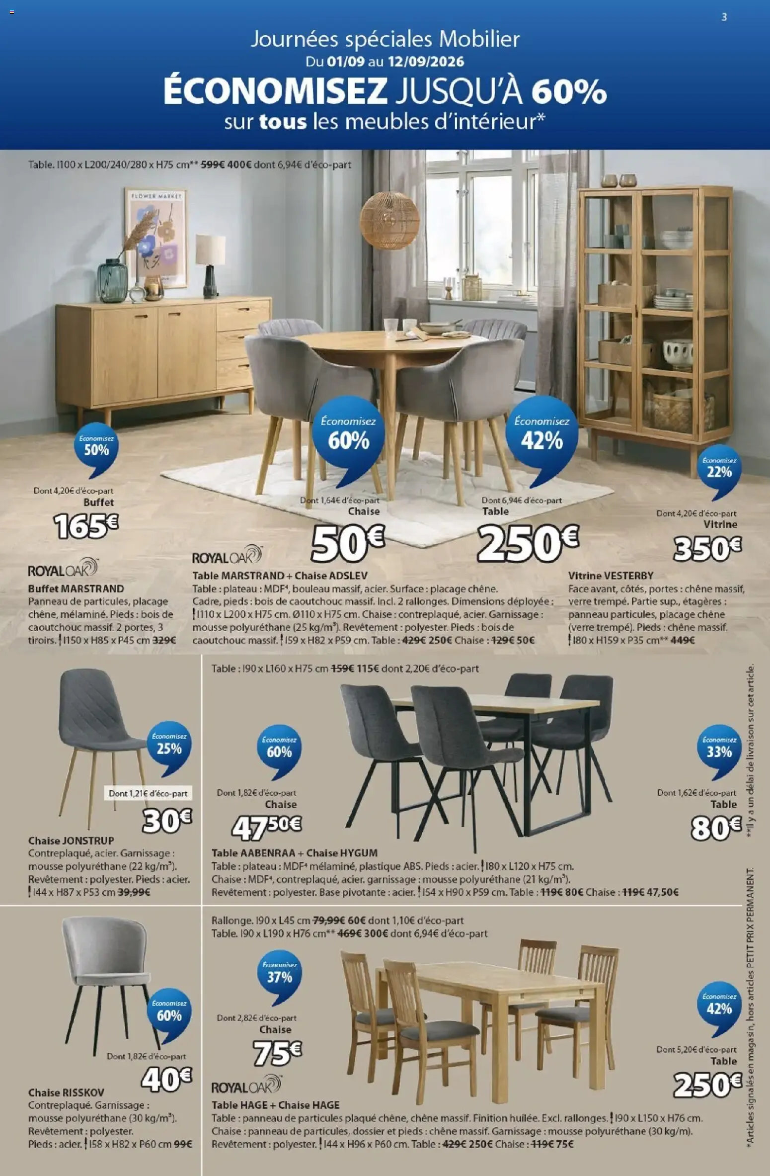 JYSK: Offres exceptionnelles et Journées spéciales mobilier - Économisez jusqu'à 60% du 1 septembre au 24 octobre 2026 - Catalogue page 3