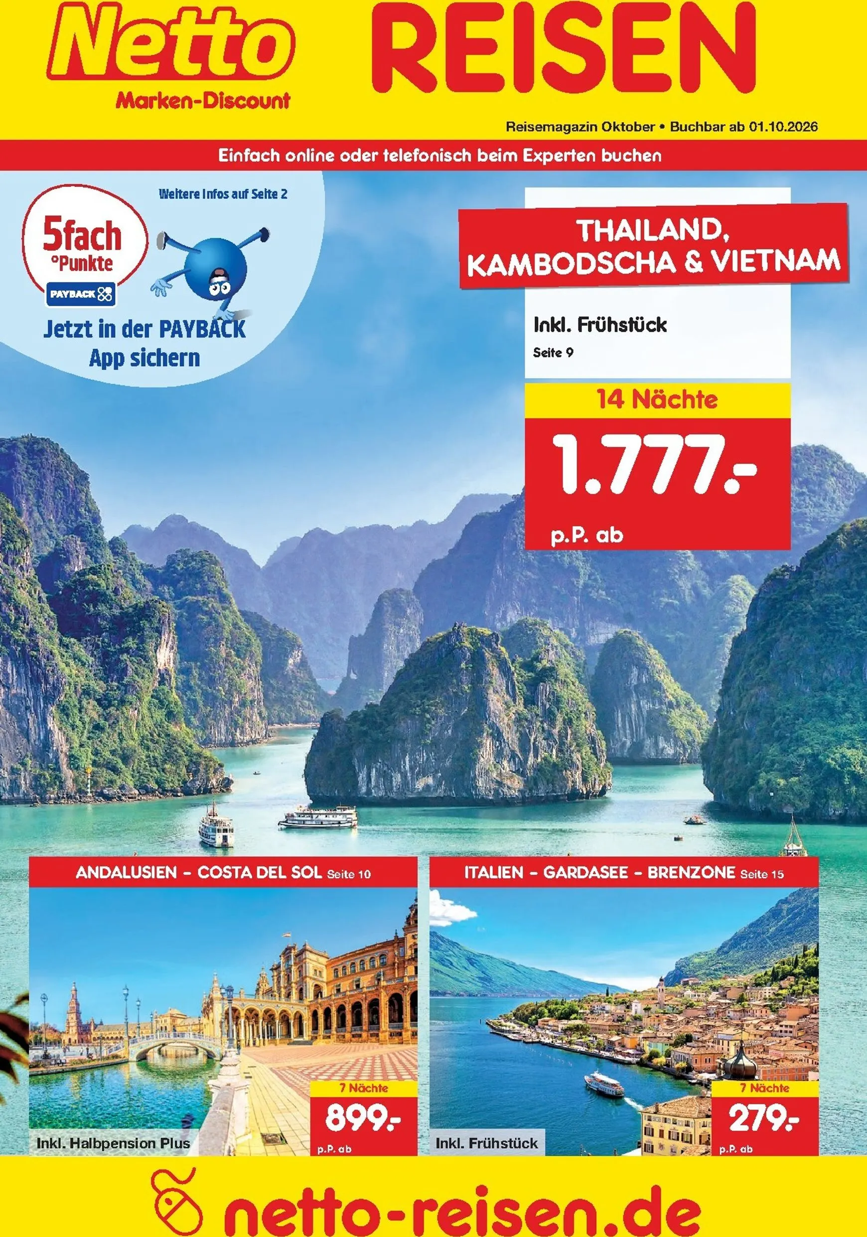 Netto Marken Discount - Reisen Prospekt – von Donnerstag 01.10.2026 bis Samstag 31.10.2026 von 1. Oktober bis 31. Oktober 2026 - Prospekt seite 1