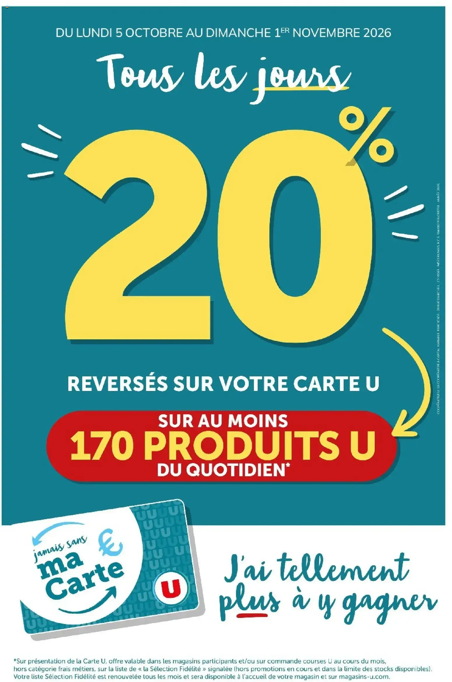 20% reversés sur votre Carte U du 5 octobre au 1 novembre 2026 - Catalogue page 1