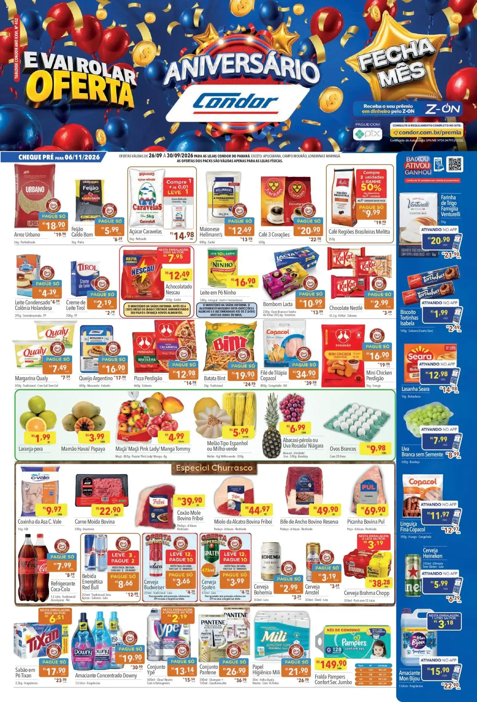 Encarte de Supermercados Condor ofertas Aniversário de 26/09/2026 26 de setembro até 30 de setembro 2026 - Pagina 1