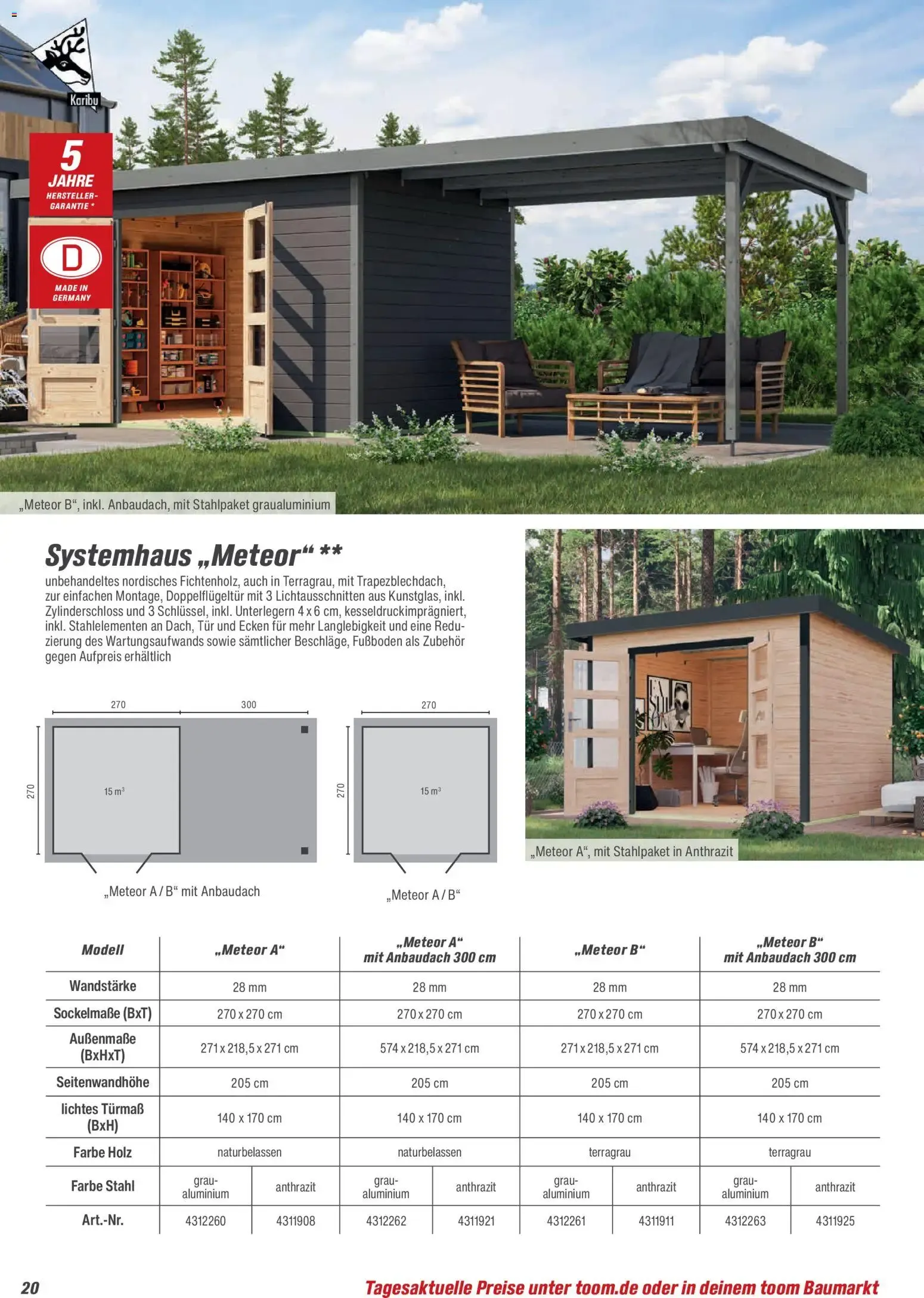 Toom Baumarkt Gartenhäuser & Carports 2026 (ab 20.02.2026) zum Blättern von 20. Februar bis 30. Juni 2026 - Prospekt seite 20