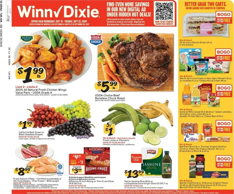 Weekly ad Current Winn-Dixie leaflet valid from Wednesday 09/16/2026 to Tuesday 09/22/2026 from September 16 to September 22 2026 - Page 1