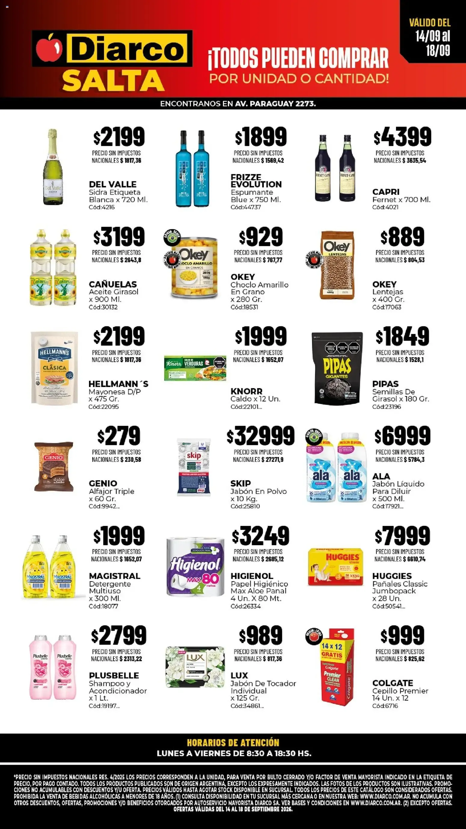 Ofertas de Diarco - Ofertas en Salta del 14/09/2026 - 18/09/2026 14 de septiembre al 18 de septiembre 2026 - Página 1 del catálogo