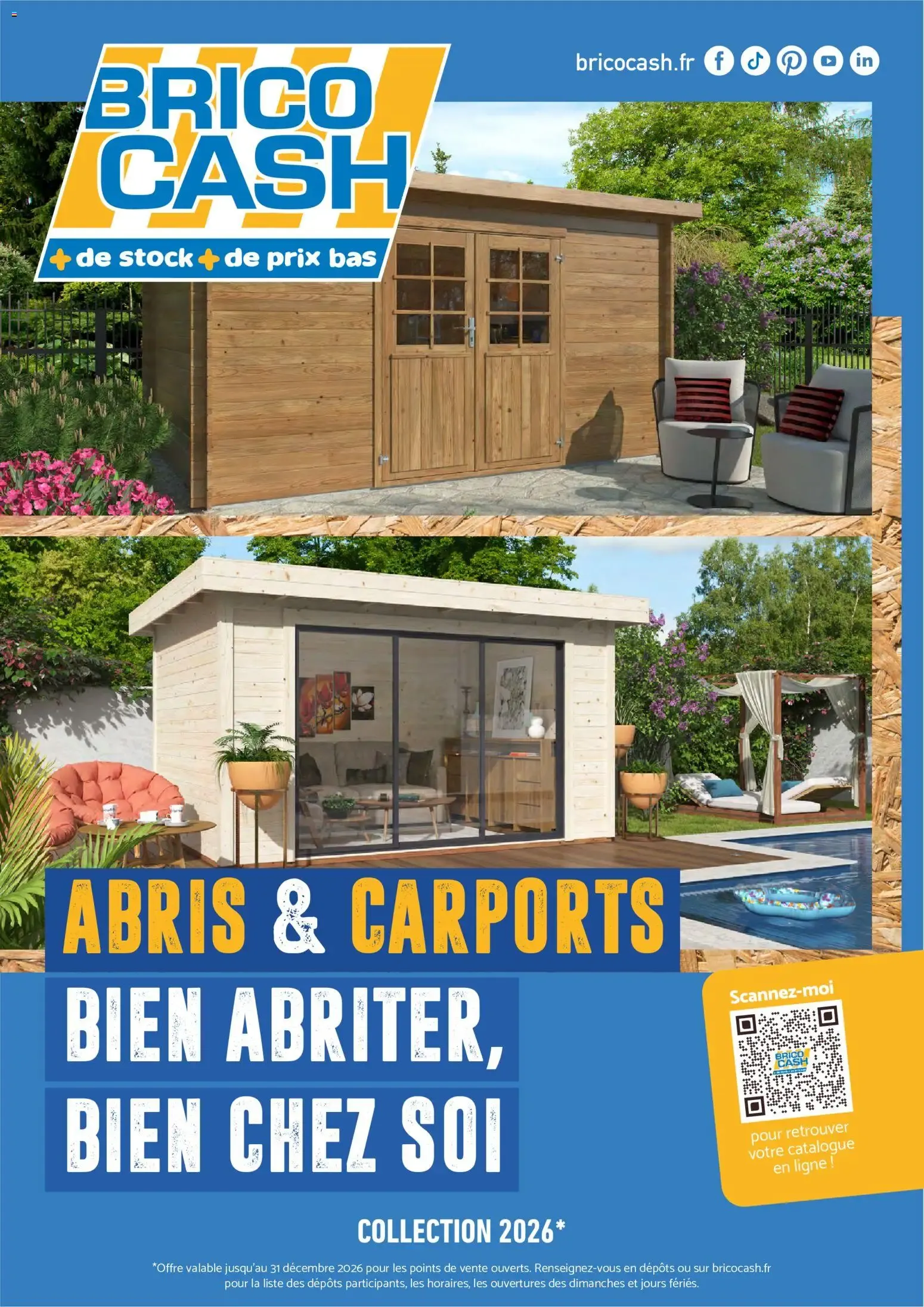 Brico Cash Catalogue abris & carports à partir du 19/08/2026 - promo en ligne du 19 août au 31 décembre 2026 - Catalogue page 1
