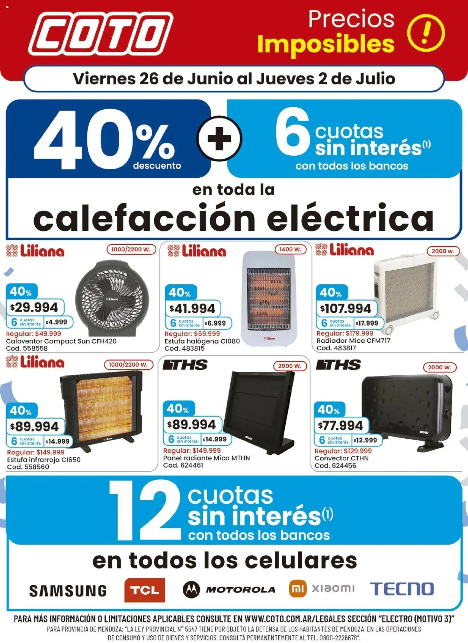 Ofertas de Coto - Precios Imposibles en Calefacción Eléctrica y Celulares (26 Jun - 2 Jul) 26 de junio al 2 de julio 2026 - Página 1 del catálogo