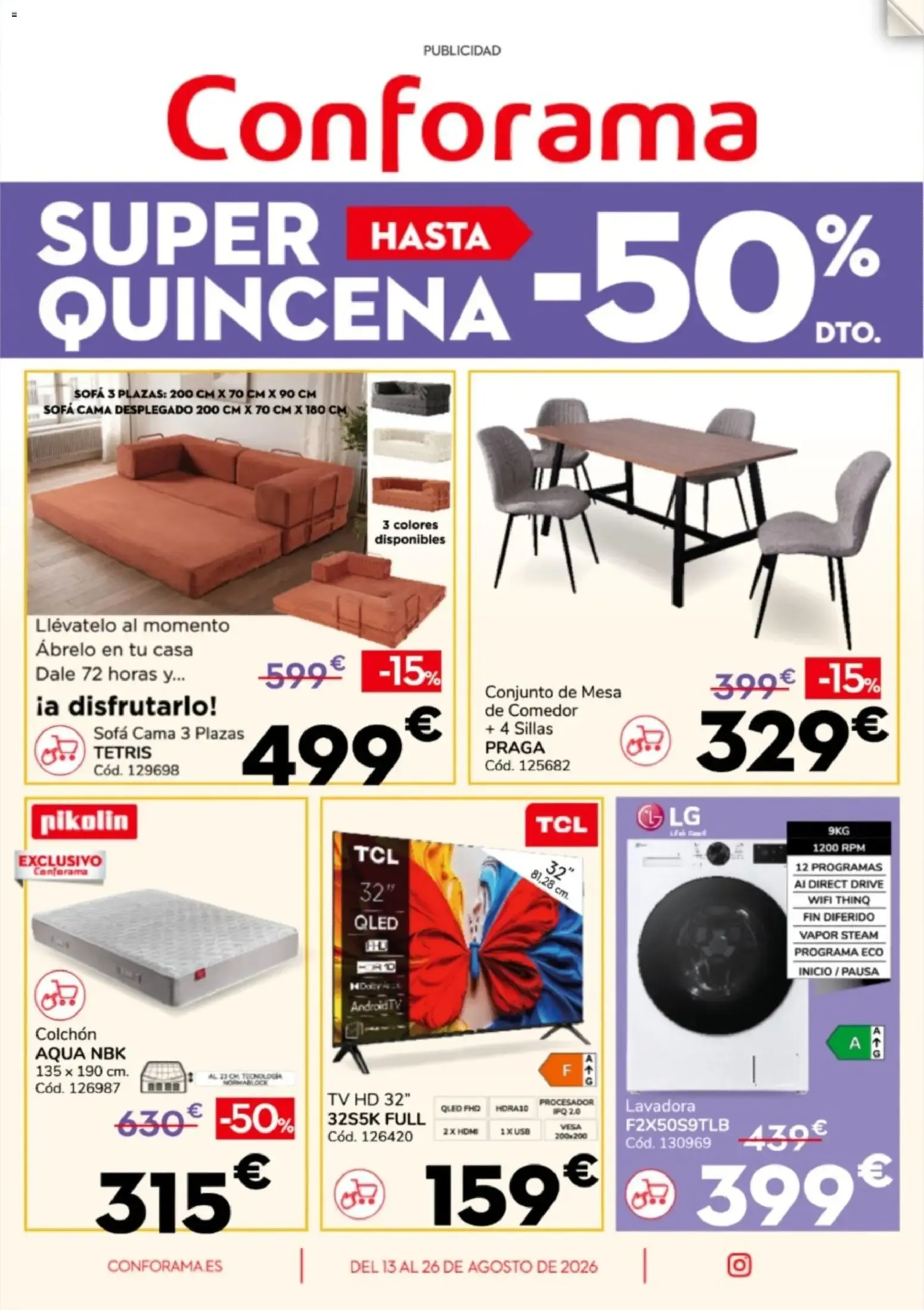 Catálogo de Conforama Super Quincena 13/08/2026 - 26/08/2026 13 de agosto al 26 de agosto 2026 - Página 1