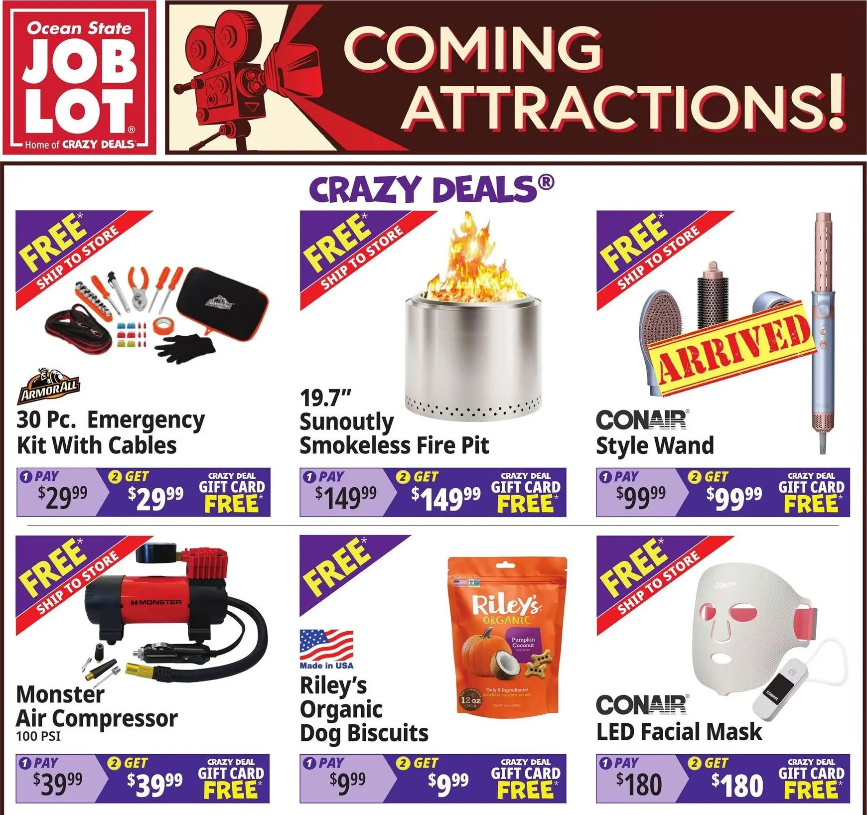 Current Ocean State Job Lot - Coming Attractions leaflet valid from Thursday 07/23/2026 to Wednesday 07/29/2026