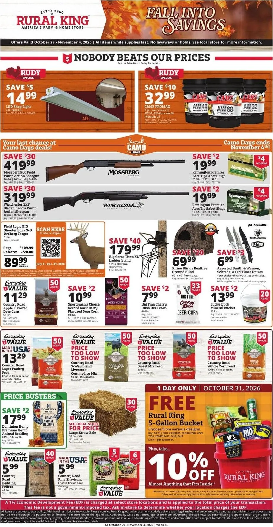 Current Rural King leaflet valid from Thursday 10/29/2026 to Wednesday 11/04/2026
