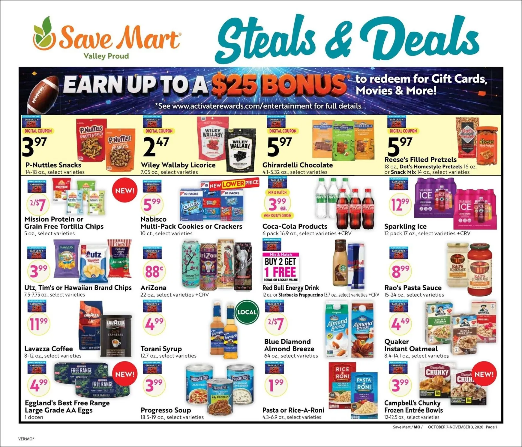 Weekly ad Current Save Mart - Steals & Deals leaflet valid from Wednesday 10/07/2026 to Tuesday 11/03/2026 from October 7 to November 3 2026 - Page 1