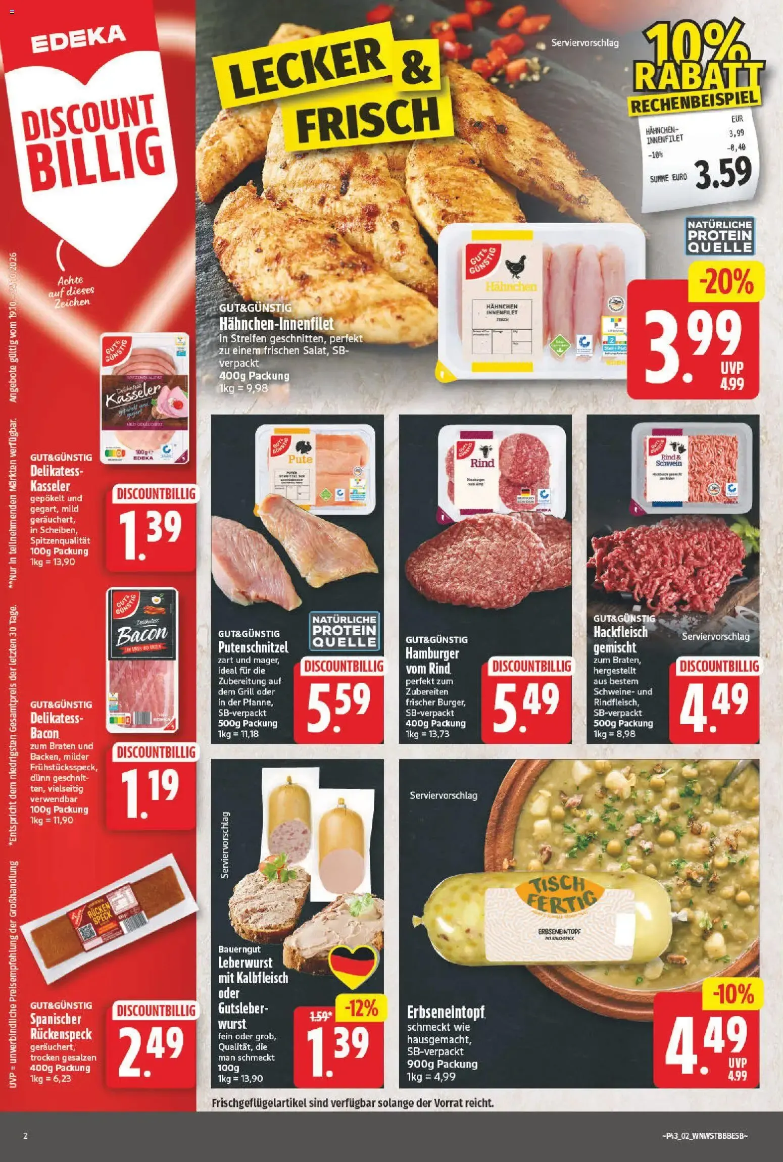 Nah & Gut & NP EDEKA: Prospekt con ofertas destacadas von 19. Oktober bis 24. Oktober 2026 - Prospekt seite 2