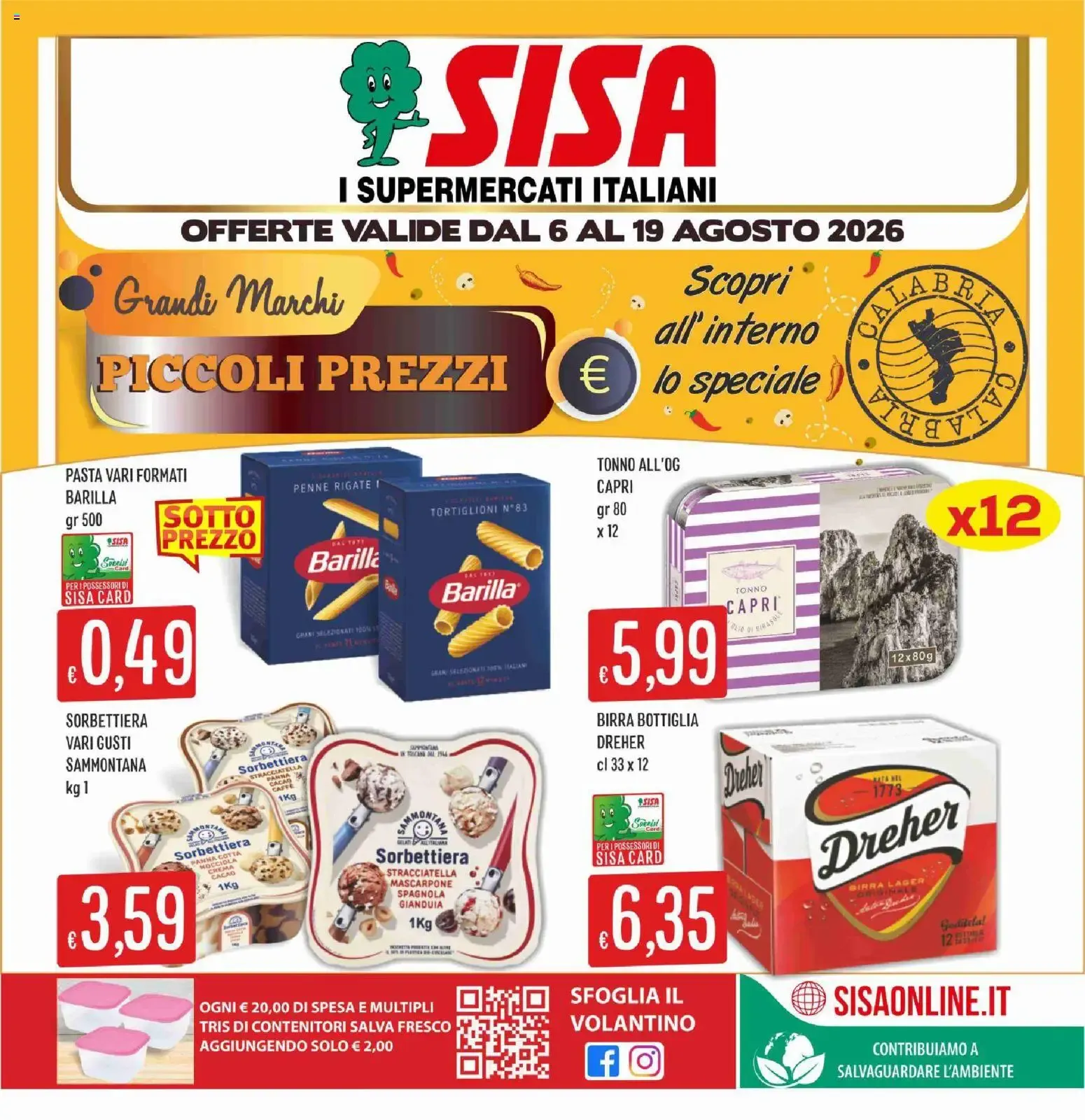 Nuovo SISA volantino Calabria dal 06/08/2026 > offerte anteprima 🛍️