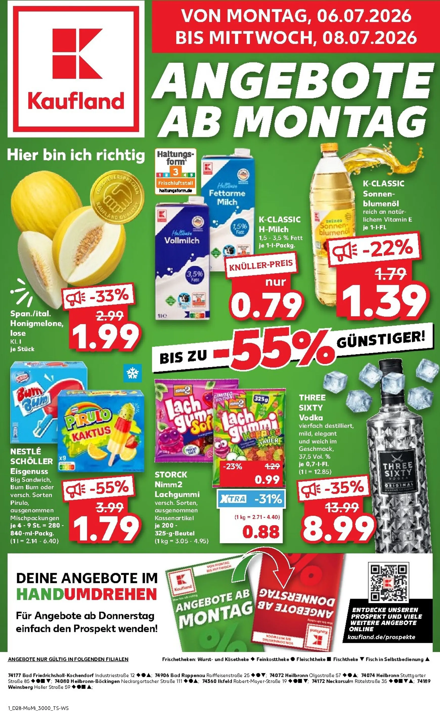 Kaufland - Angebote ab Montag Prospekt nächste Woche – von Montag 06.07.2026 bis Mittwoch 08.07.2026 von 6. Juli bis 8. Juli 2026 - Prospekt seite 1
