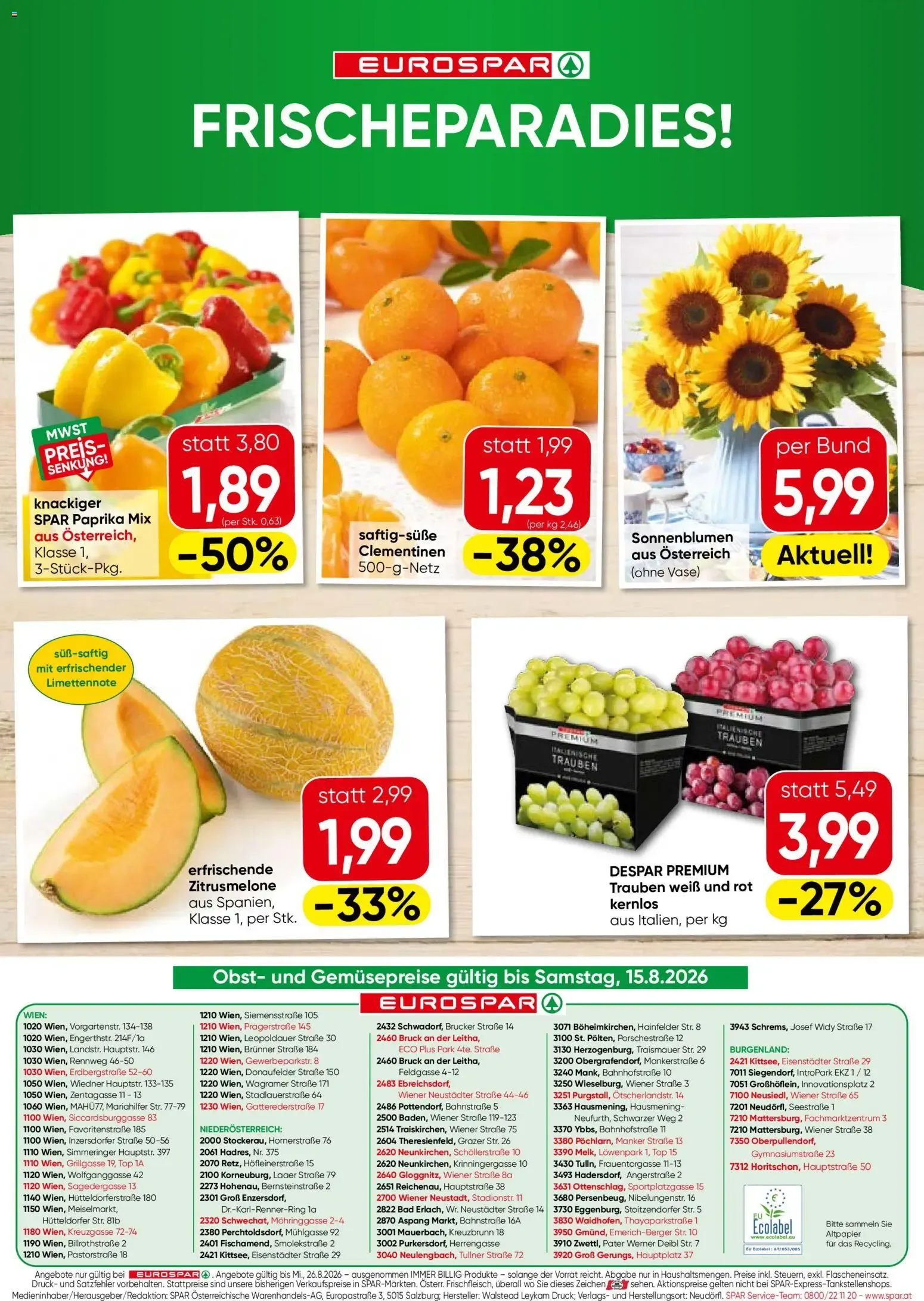 Eurospar Flugblatt von 13.08.2026 - Aktuelle Angebote von 13. August bis 26. August 2026 - Flugblätt seite  15