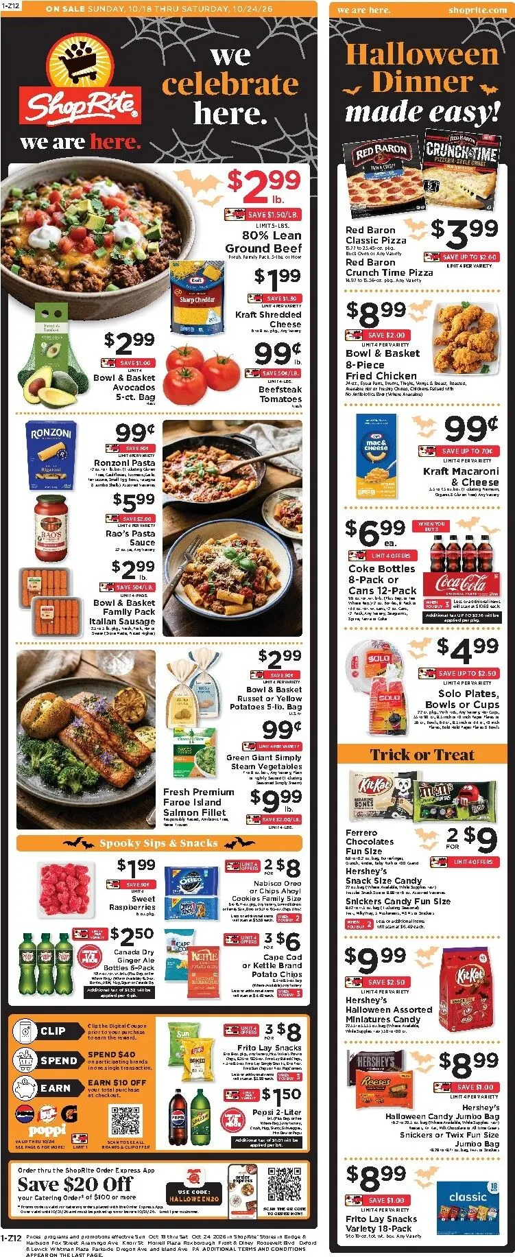 Weekly promotion Current ShopRite leaflet valid from Sunday 10/18/2026 to Saturday 10/24/2026 spanning from October 18 to October 24 2026 - Page 1 for Catalogue 365