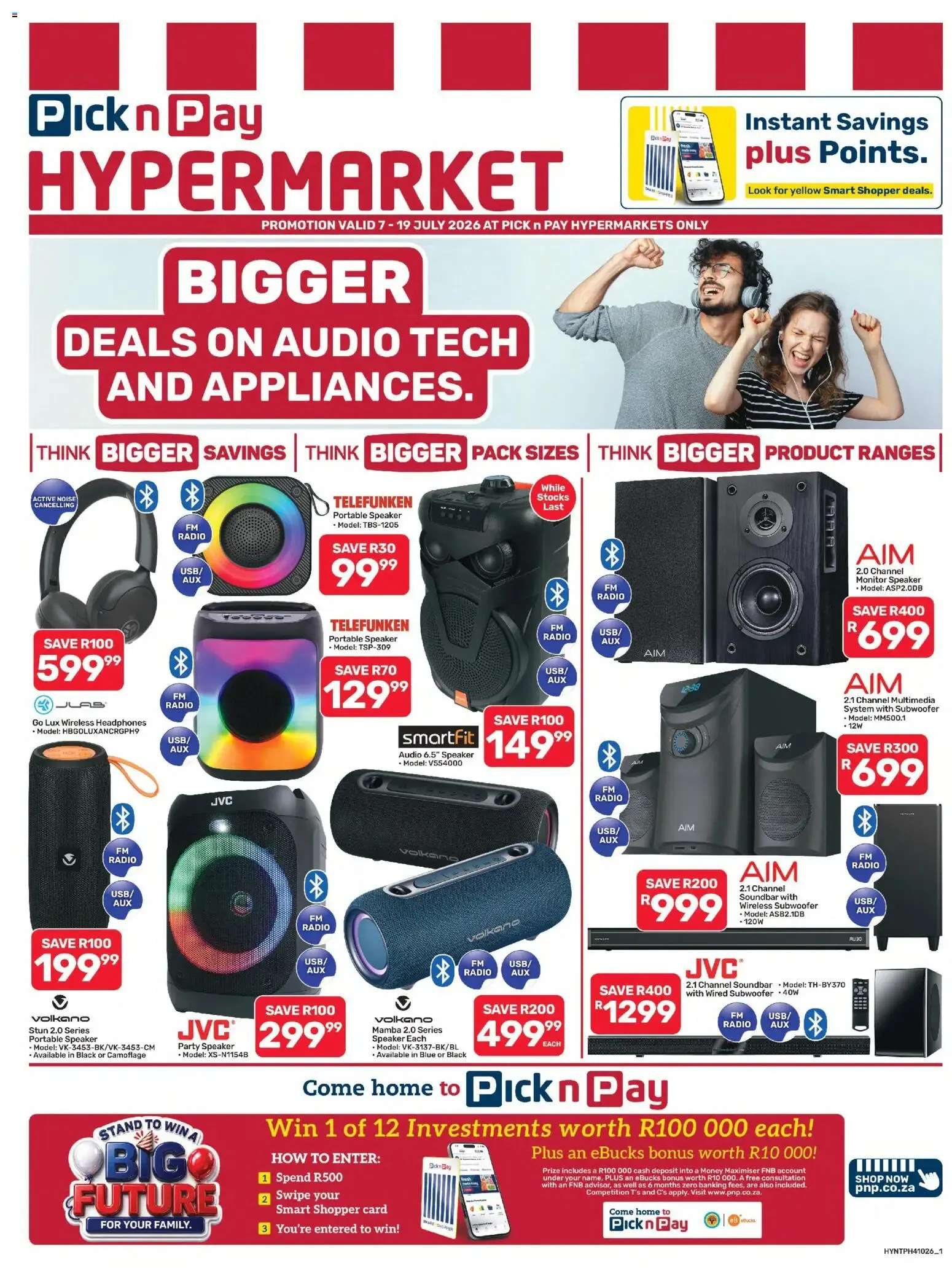 Pick n Pay - Hypermarket Audio and Appliance Specials (07/07/2026 - 19/07/2026) Online from 7 July to 19 July 2026 - Catalogue Page 1