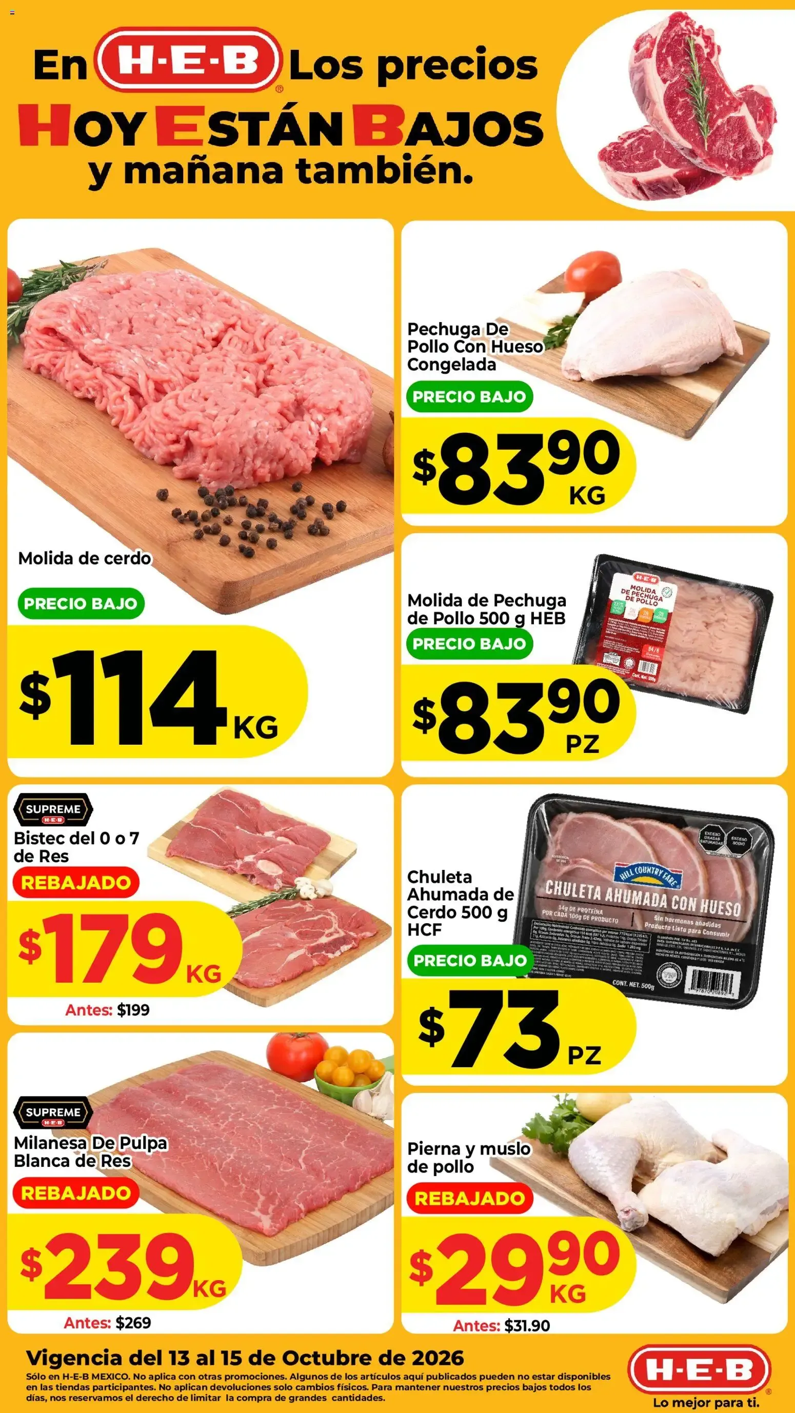 Catálogo de H-E-B folleto Carne (13/10/2026 - 15/10/2026) - catálogo en línea 13 de octubre al 15 de octubre 2026 - Pagina 1