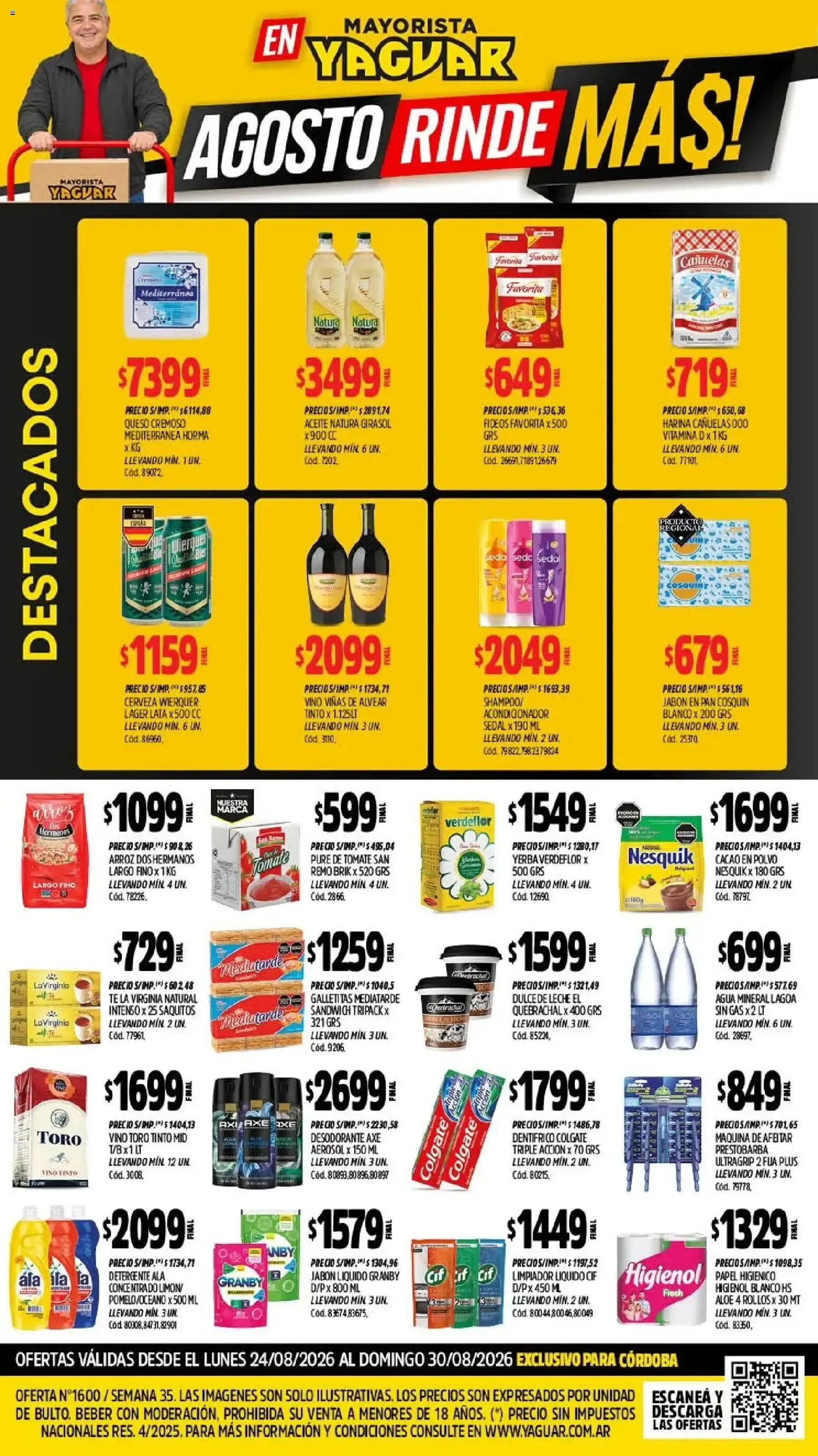 Ofertas de Yaguar - Oferta Semanal Córdoba del 24/08/2026 - 30/08/2026 24 de agosto al 30 de agosto 2026 - Página 1 del catálogo