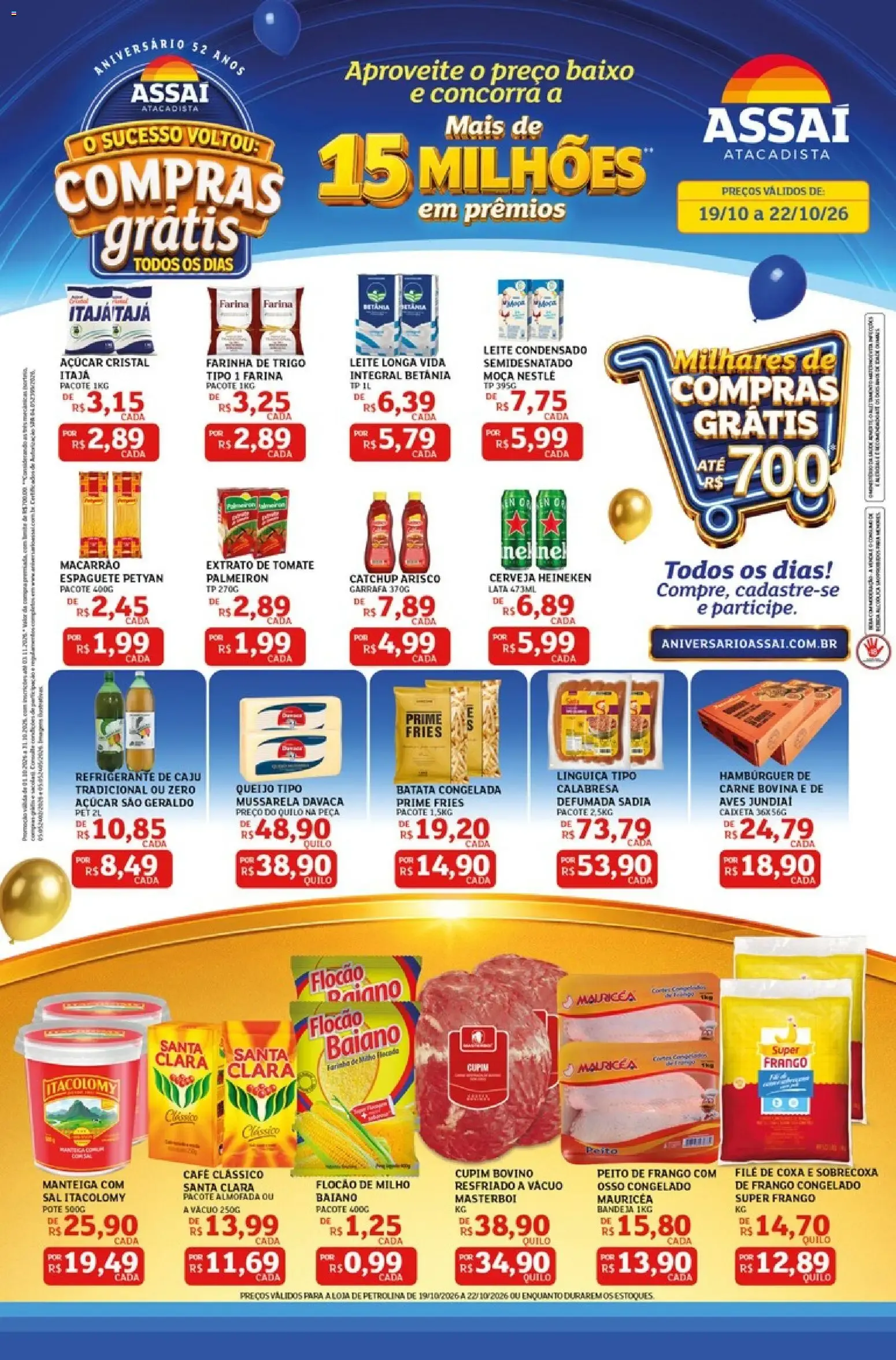 Encarte de Assaí Atacadista - Compras Grátis e Mais de 15 Milhões em Prêmios 19 de outubro até 22 de outubro 2026 - Pagina 1