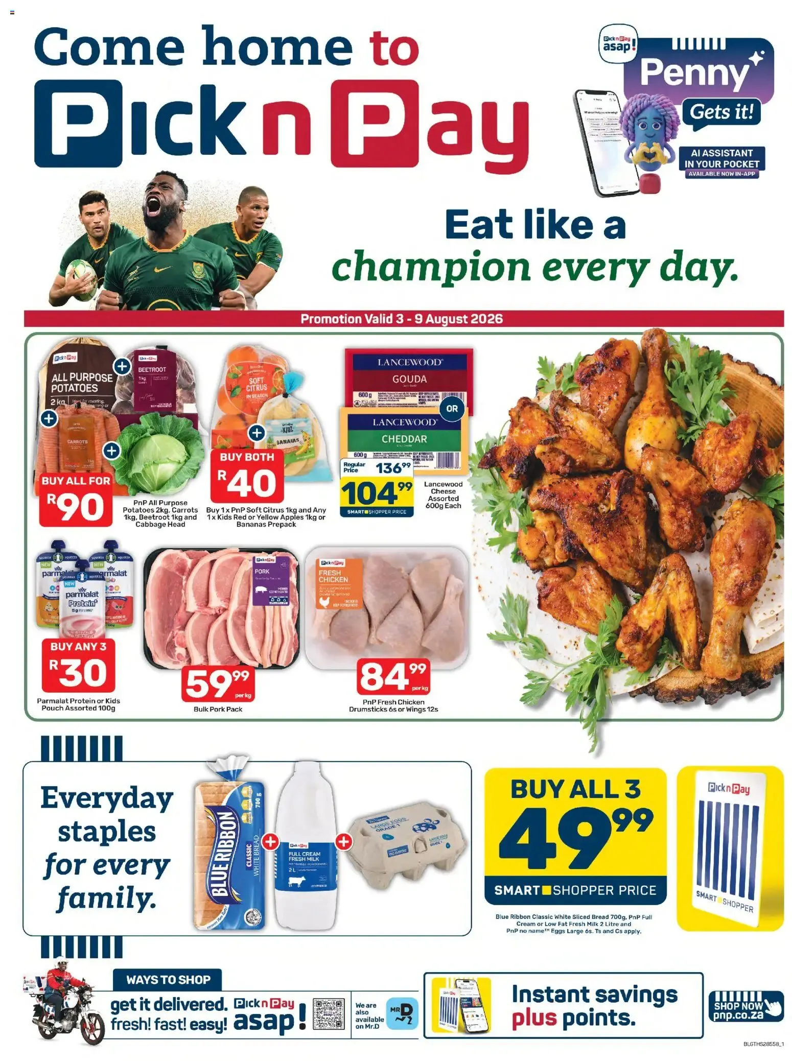 Pick n Pay: Come home and Eat like a champion every day from 3 August to 9 August 2026 - Catalogue Page 1