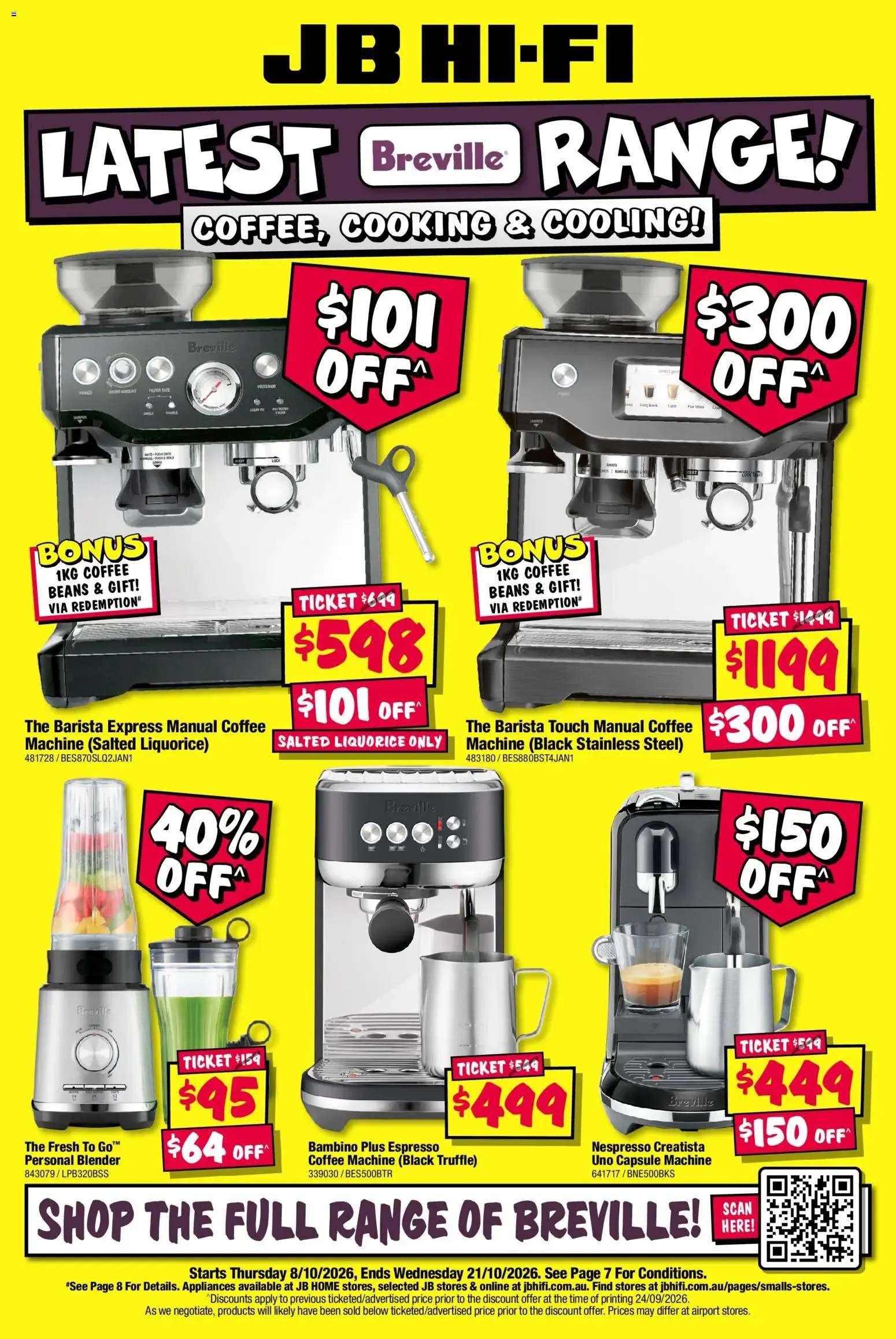 JB Hi-Fi catalogue Latest Breville Range - 08/10/2026 > weekly / monthly specials - Catalogue valid from 8 October to 21 October 2026 - page 1