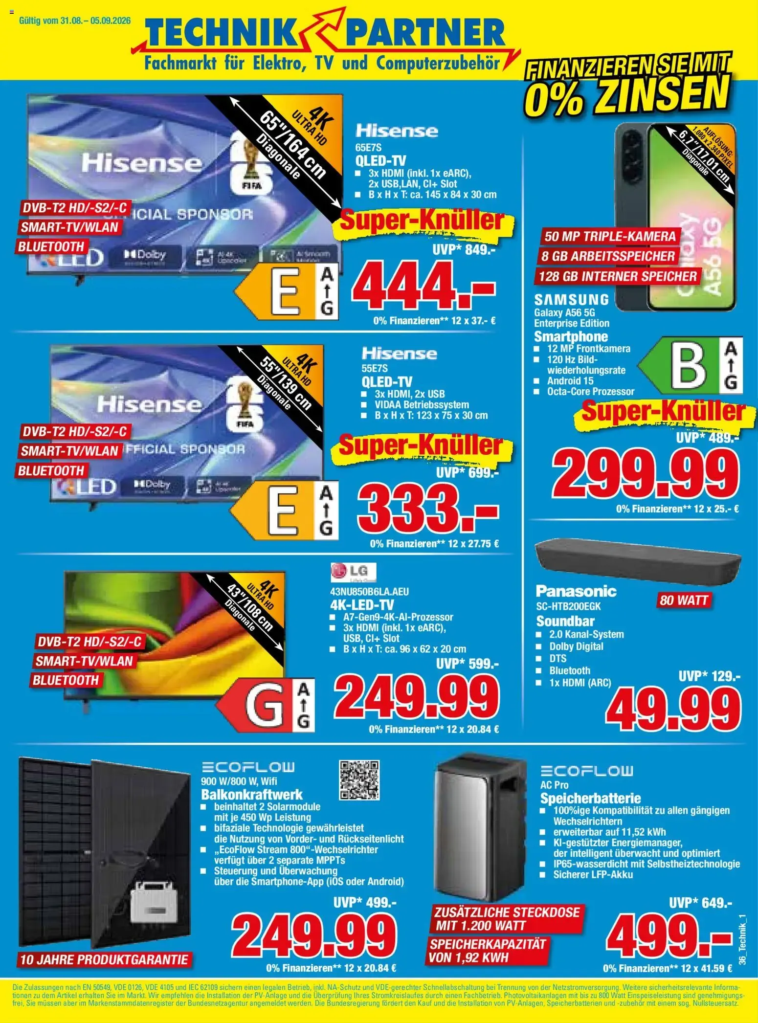 Technik Partner Fachmarkt für Elektro, TV und Computerzubehör von 31. August bis 5. September 2026 - Prospekt seite 1